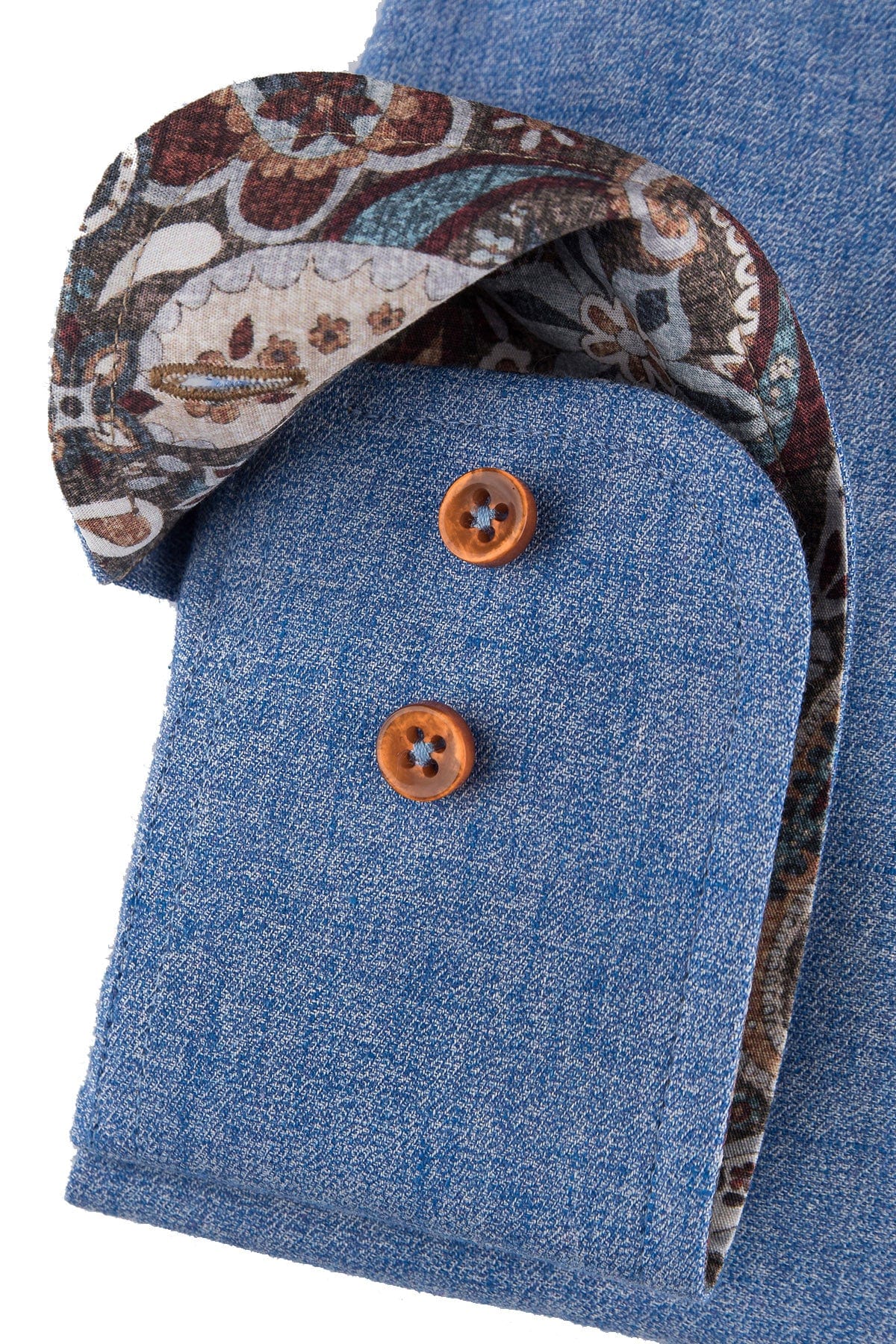 Pure Cotton Melange Shirt - Riviera Blue Plain - Image 2