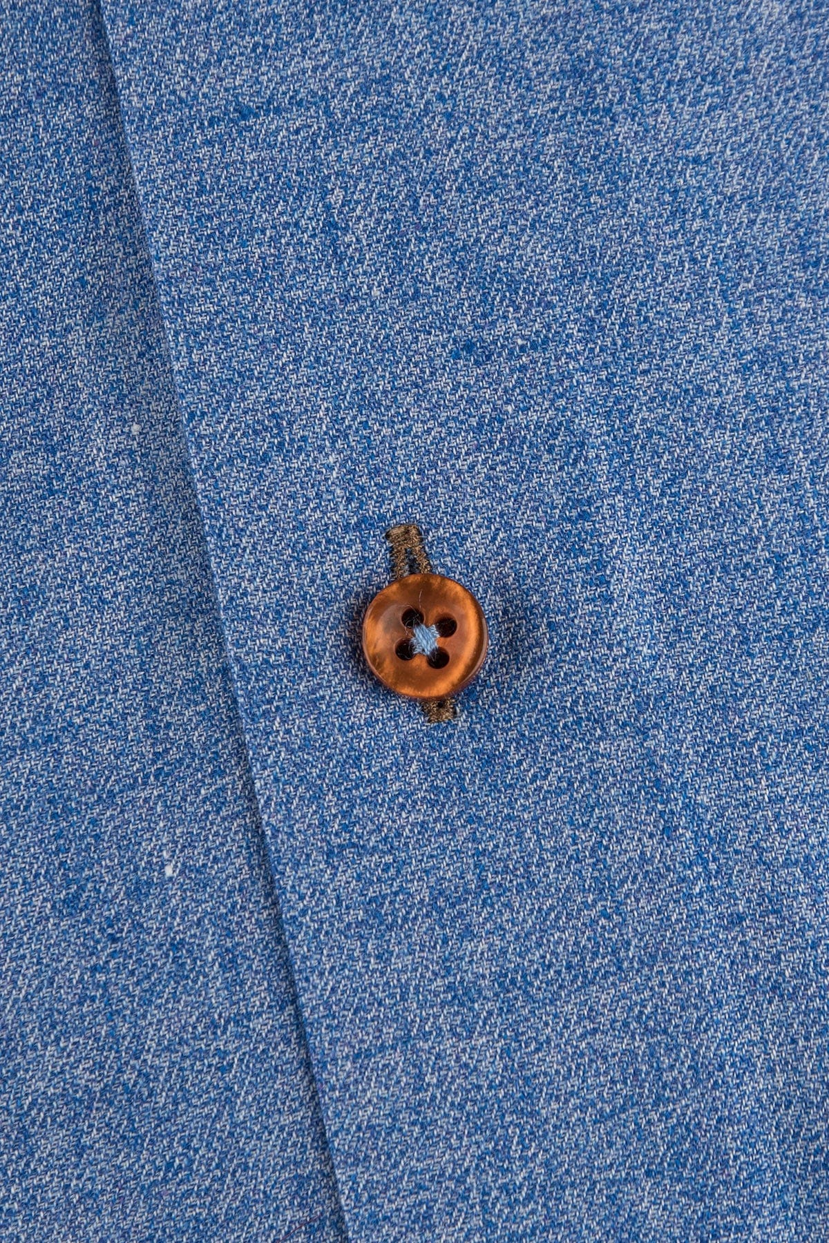Pure Cotton Melange Shirt - Riviera Blue Plain - Image 3