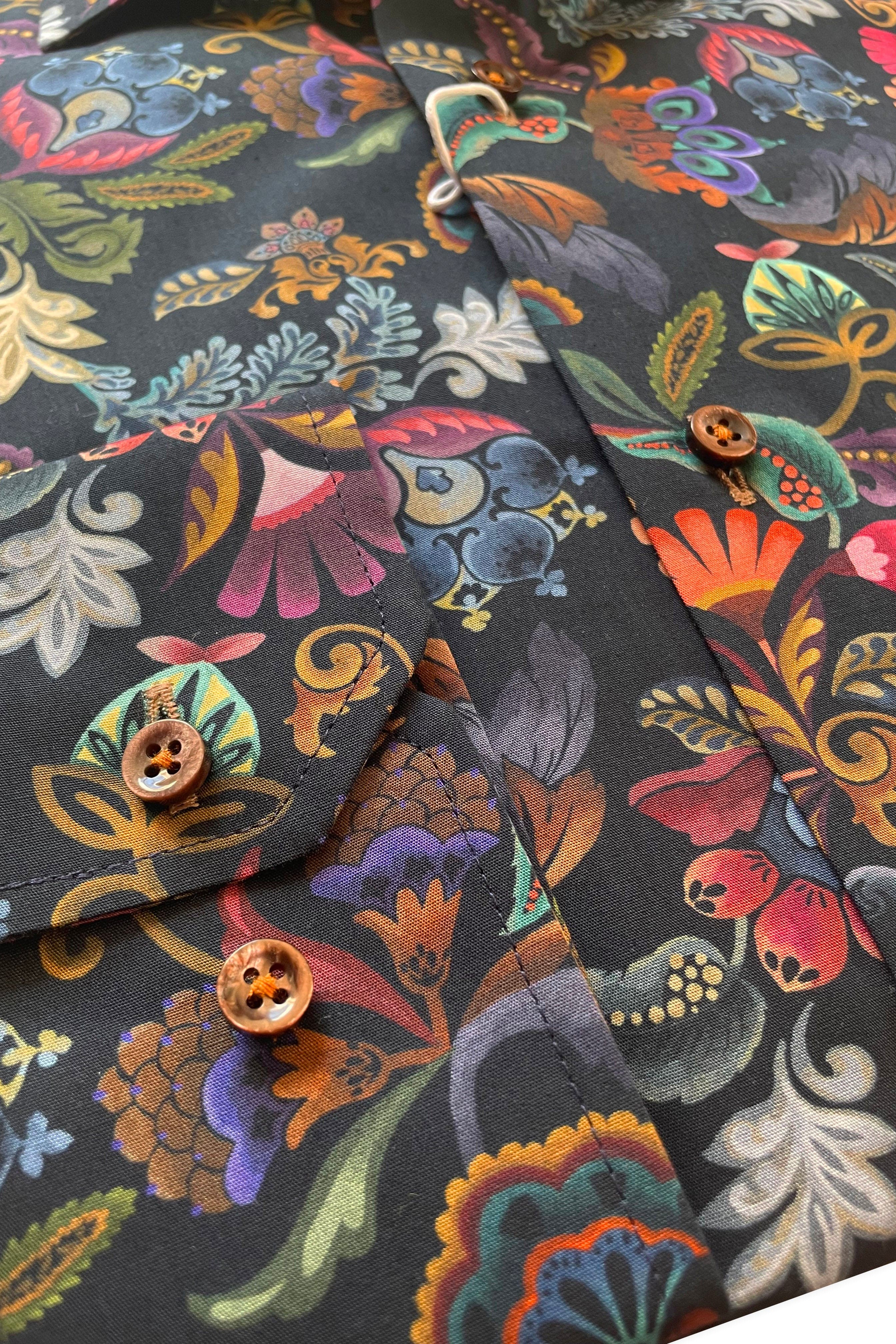 Pure Cotton Printed Floral Shirt - Indigo Blue - Image 2