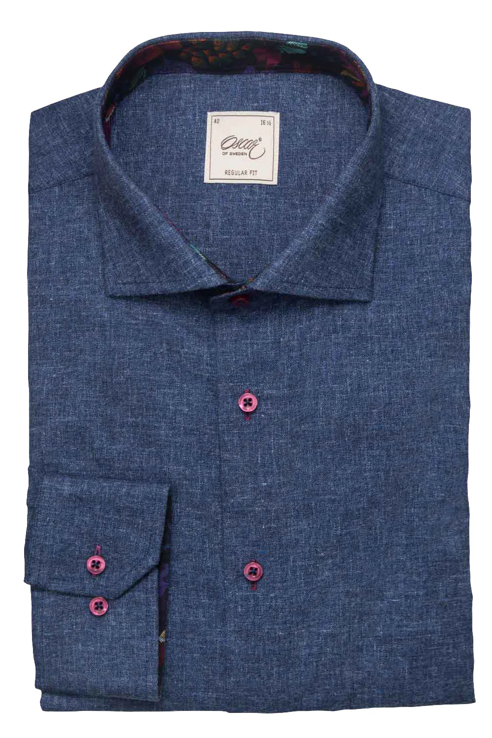 Pure Cotton Melange Twill Shirt - Indigo Blue