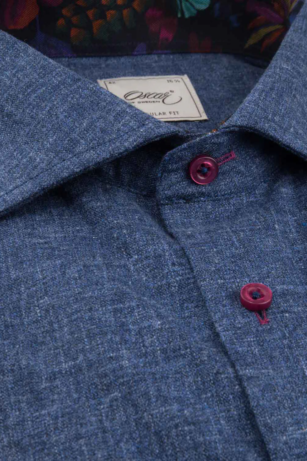 Pure Cotton Melange Twill Shirt - Indigo Blue - Image 2