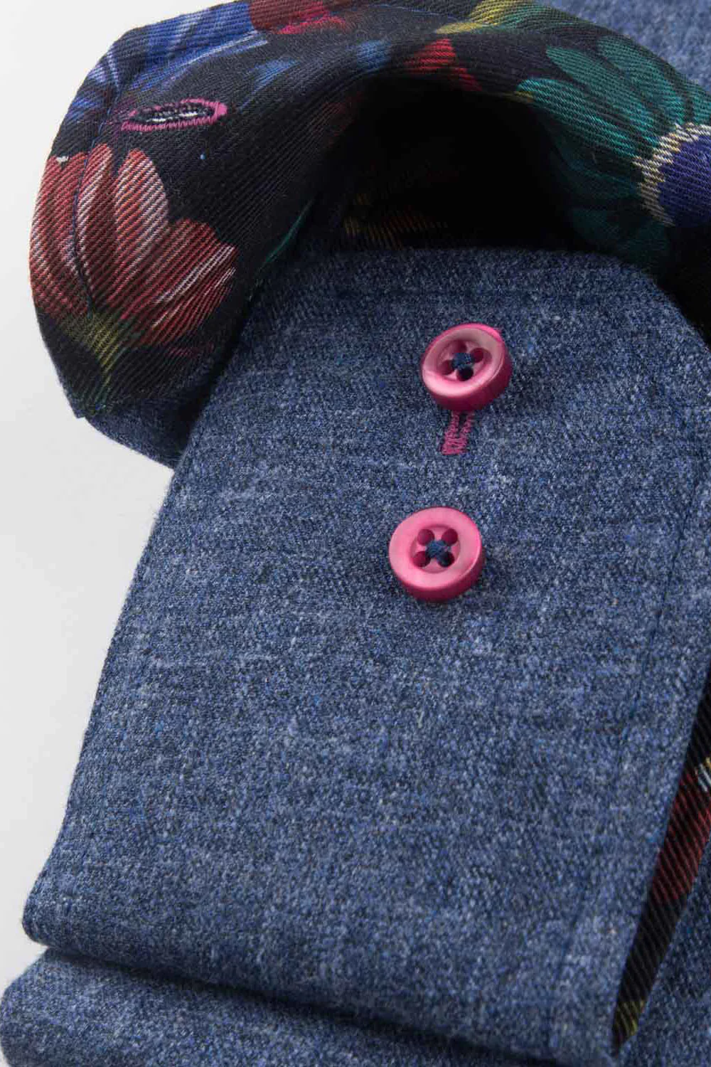 Pure Cotton Melange Twill Shirt - Indigo Blue - Image 3