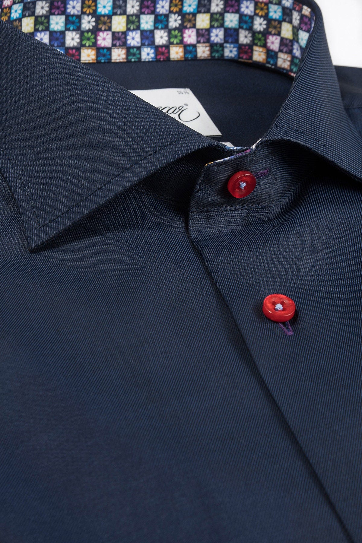 Pure Cotton Wrinkle Free Plain Shirt - Indigo Blue - Image 2