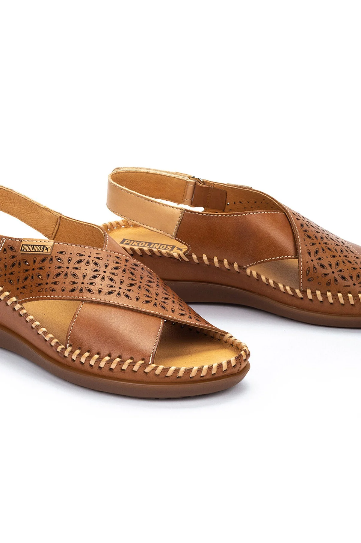 Cadaques Leather Peep-Toe Sandals - Brandy - Image 5