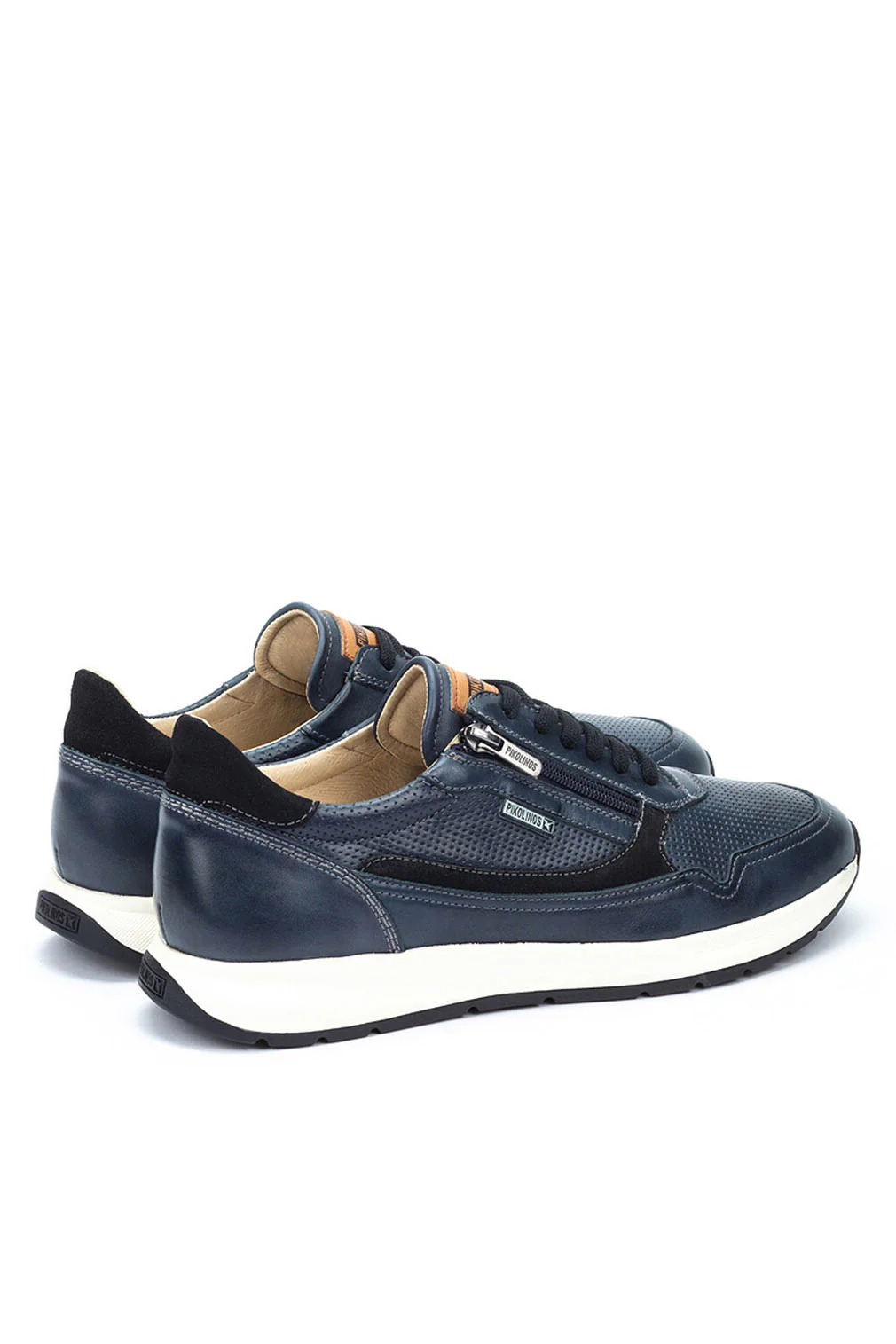 Getafe Leather Side-Zip Trainers - Blue - Image 3