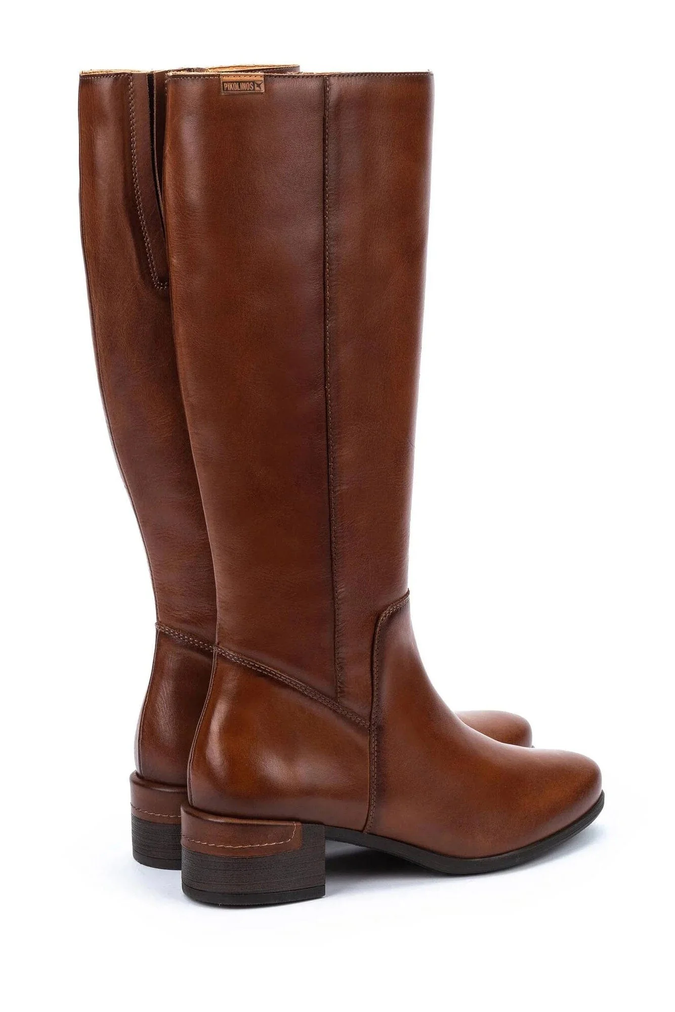 Malaga Leather Mid Heel Tall Boots - Chocolate - Image 3