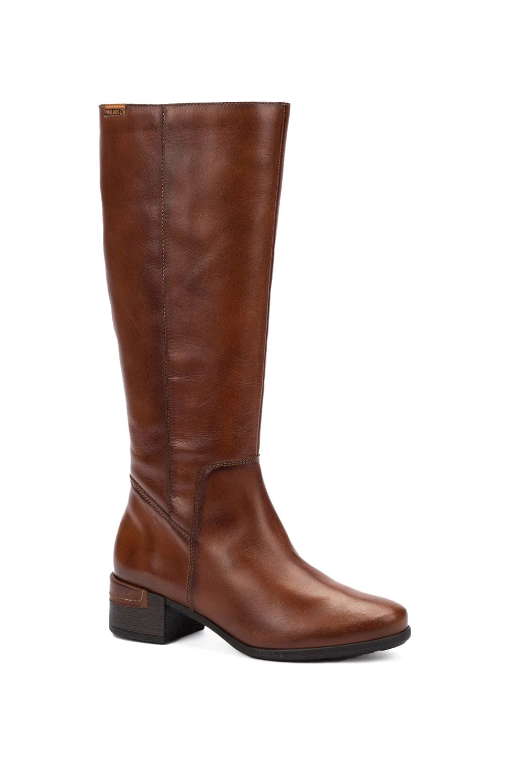 Malaga Leather Mid Heel Tall Boots - Chocolate - Image 5