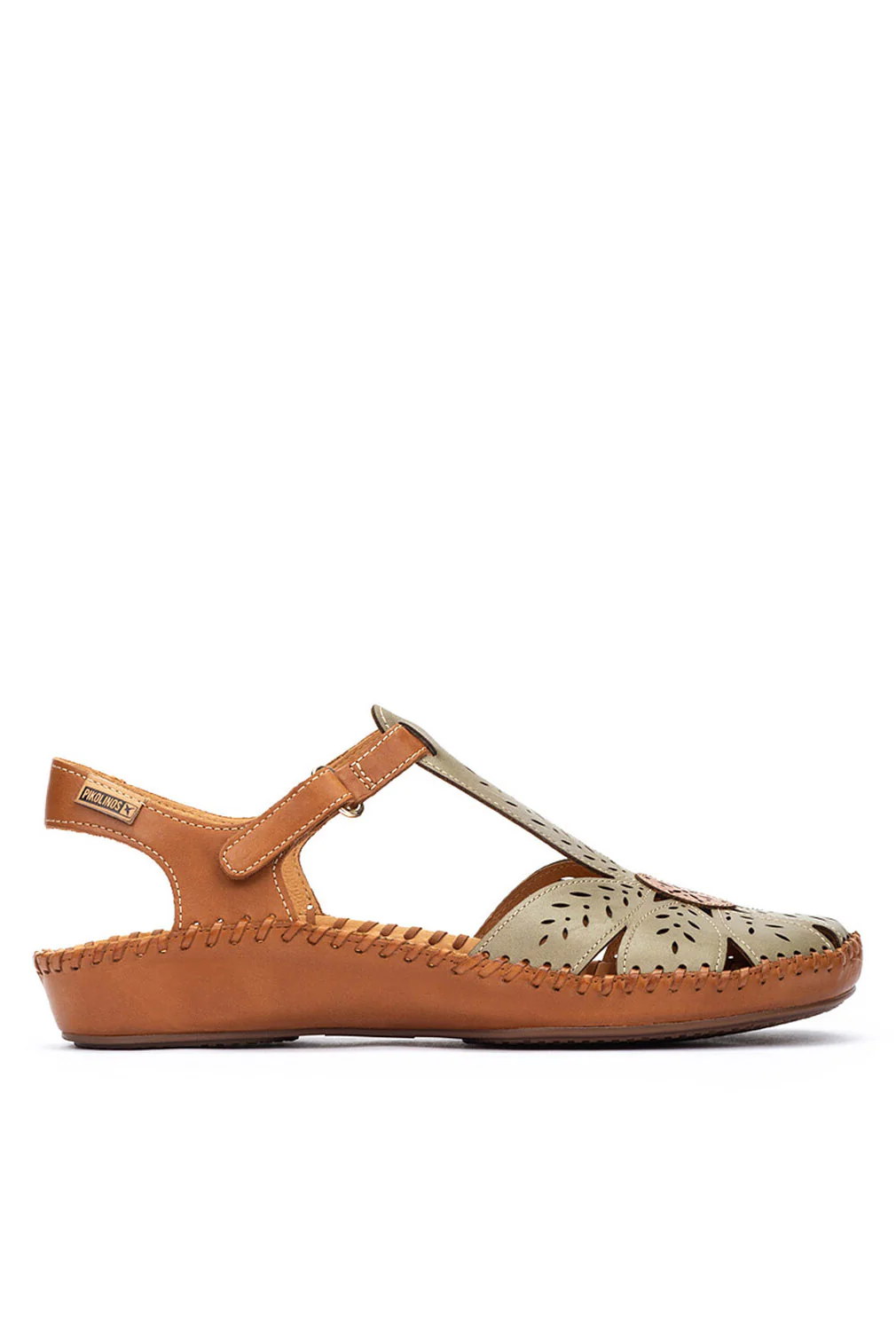 P Vallarta Leather Detail Sandals - Sage