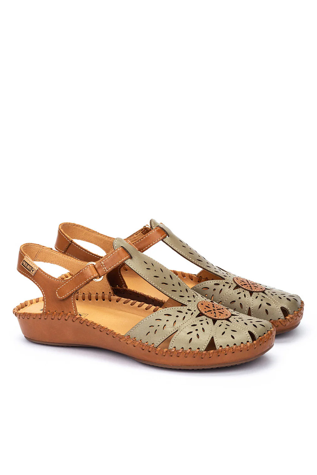 P Vallarta Leather Detail Sandals - Sage - Image 3