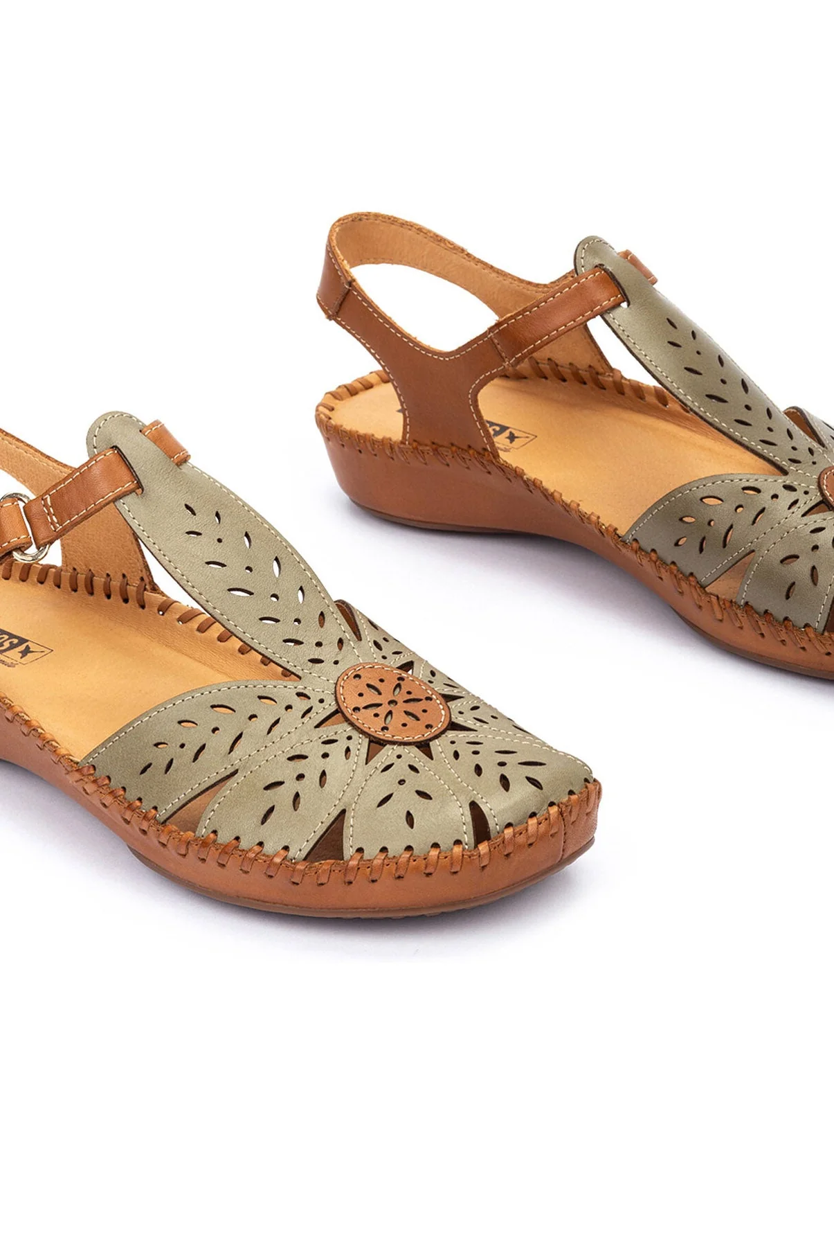 P Vallarta Leather Detail Sandals - Sage - Image 5