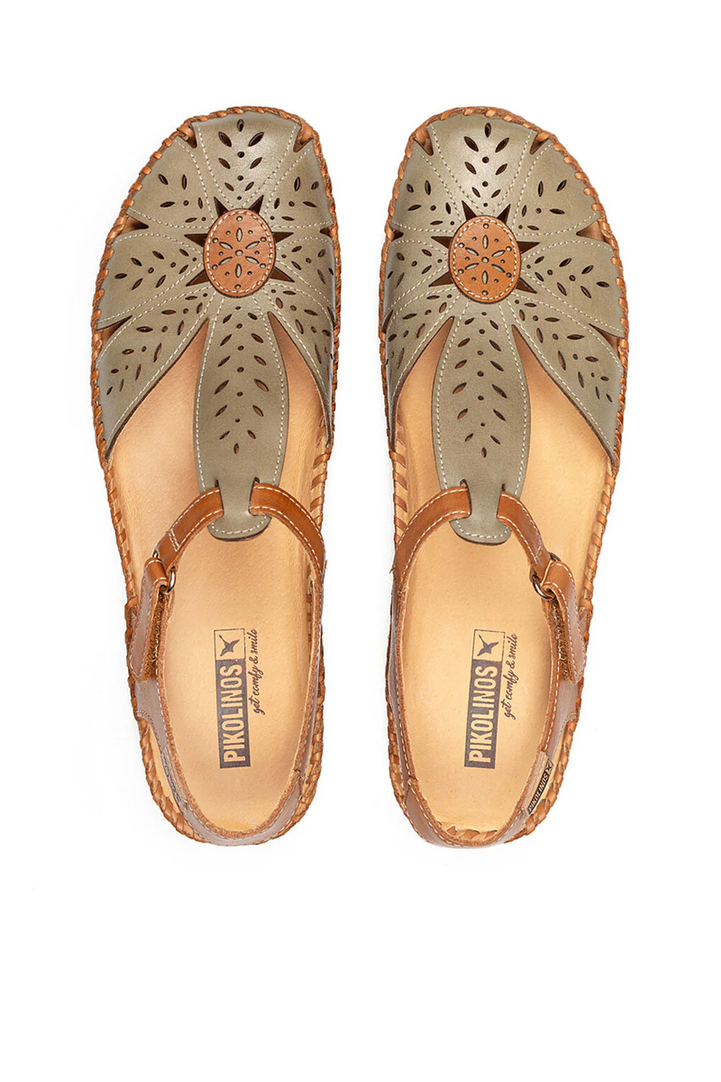 P Vallarta Leather Detail Sandals - Sage - Image 7