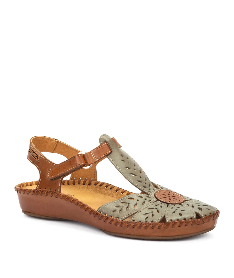 P Vallarta Leather Detail Sandals - Sage - Image 8