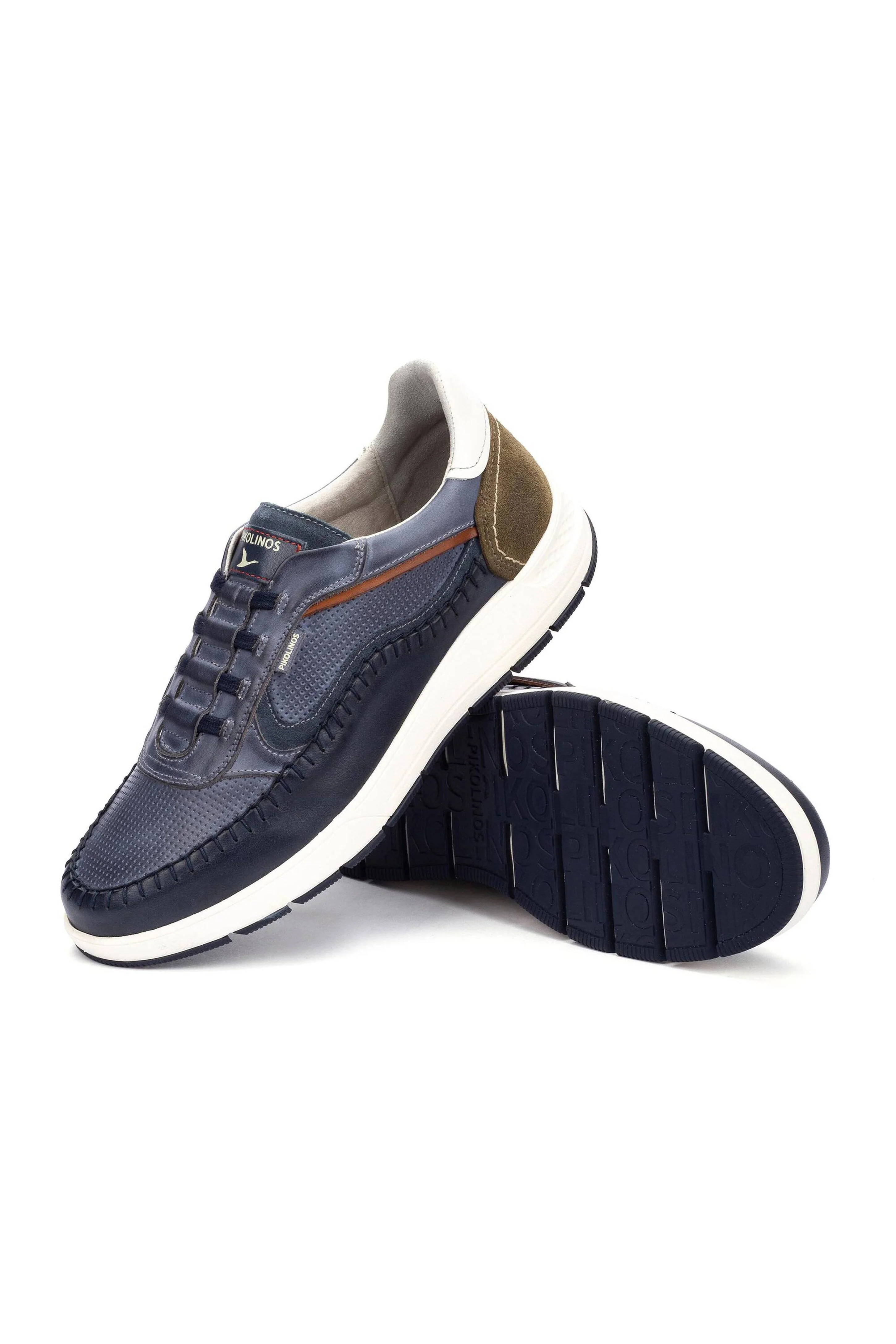 Salamanca Elasticated Leather Trainers - Blue - Image 2