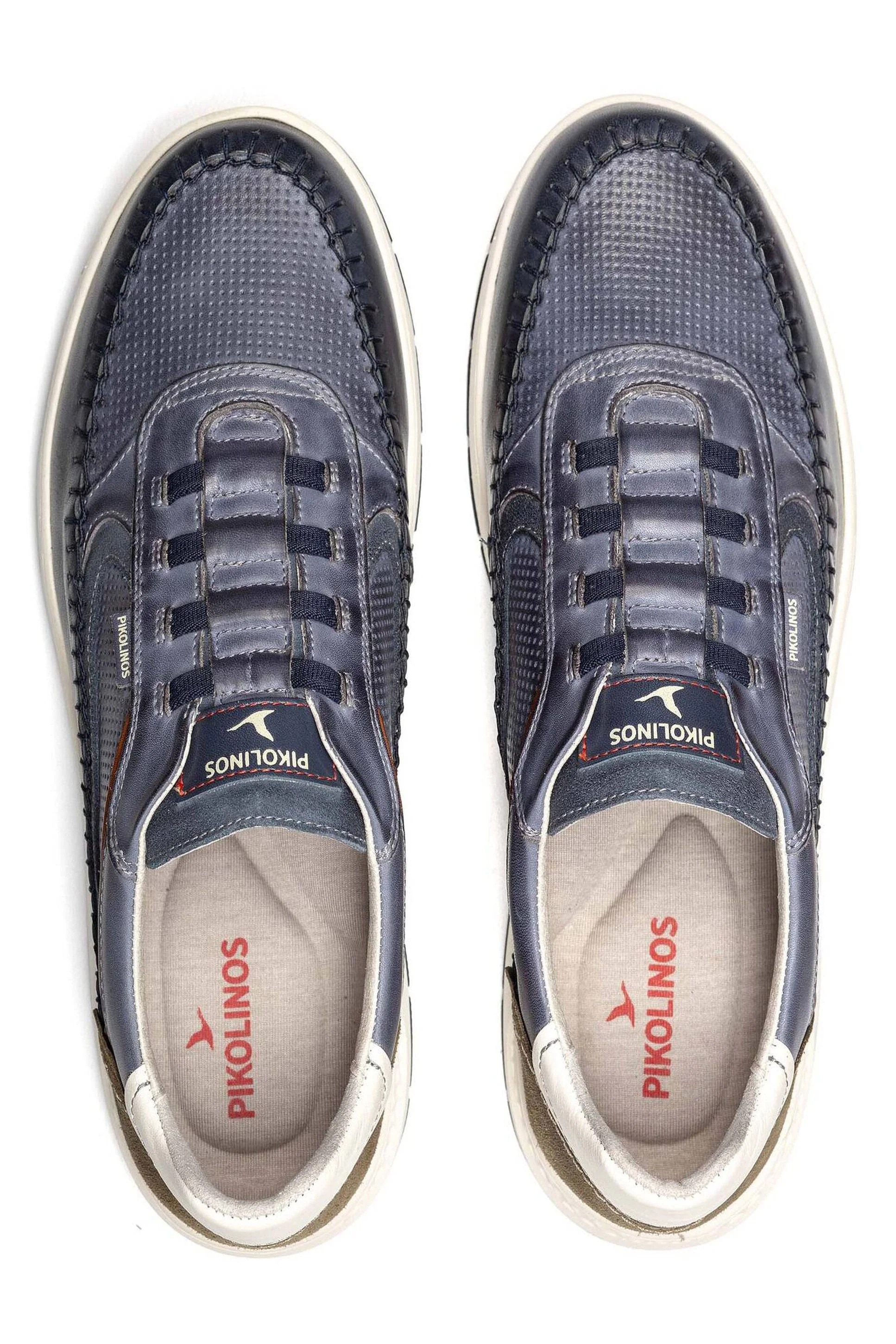 Salamanca Elasticated Leather Trainers - Blue - Image 3