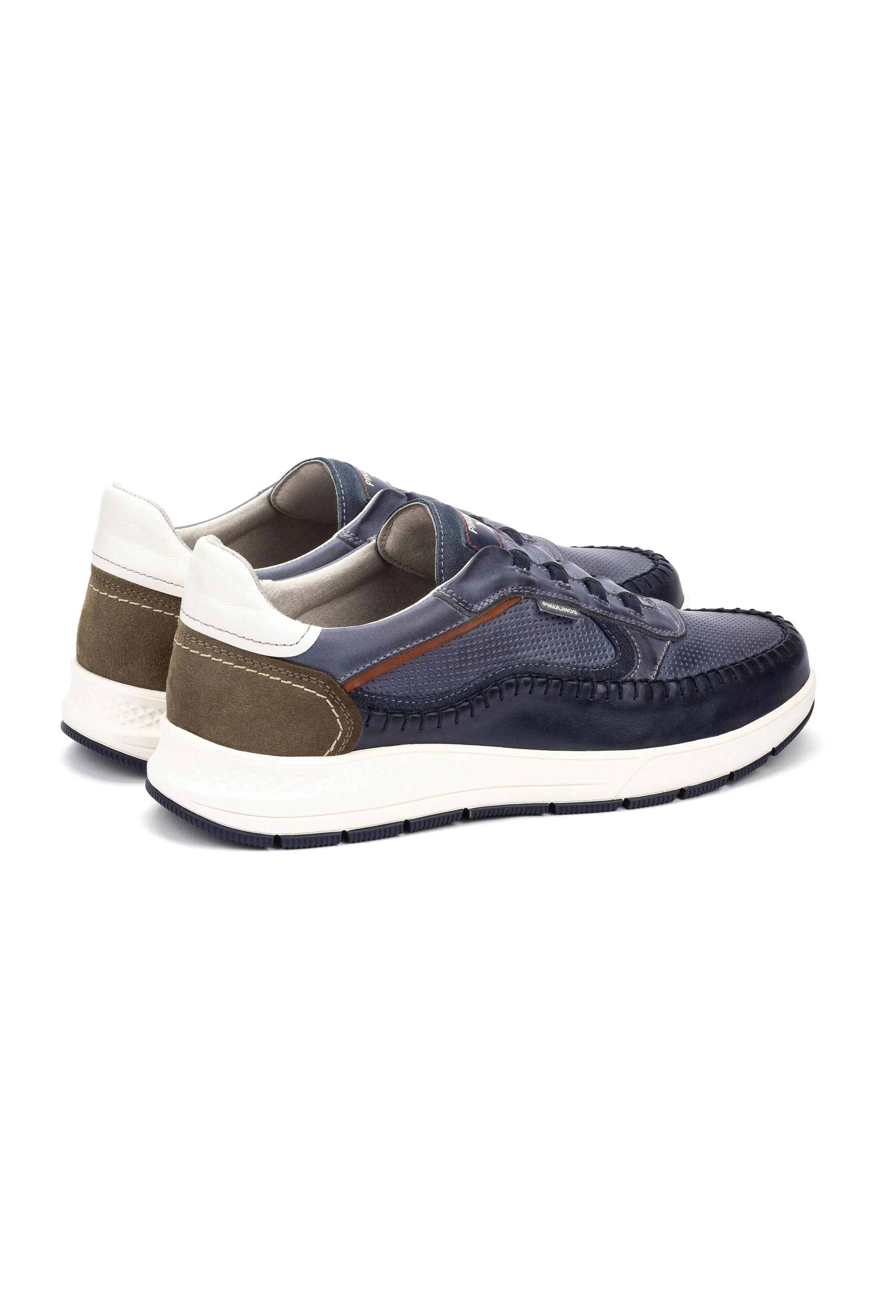 Salamanca Elasticated Leather Trainers - Blue - Image 4