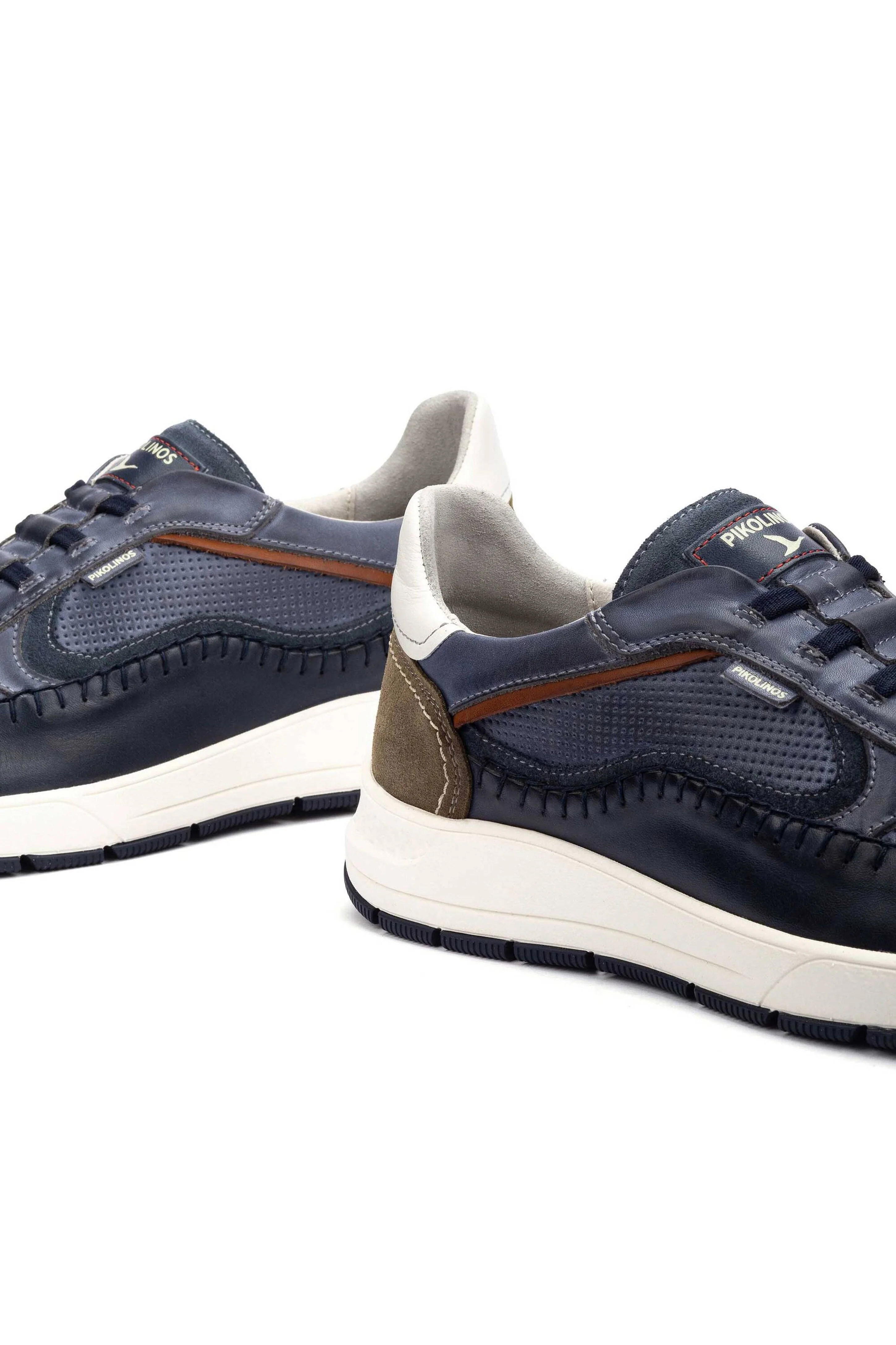 Salamanca Elasticated Leather Trainers - Blue - Image 5