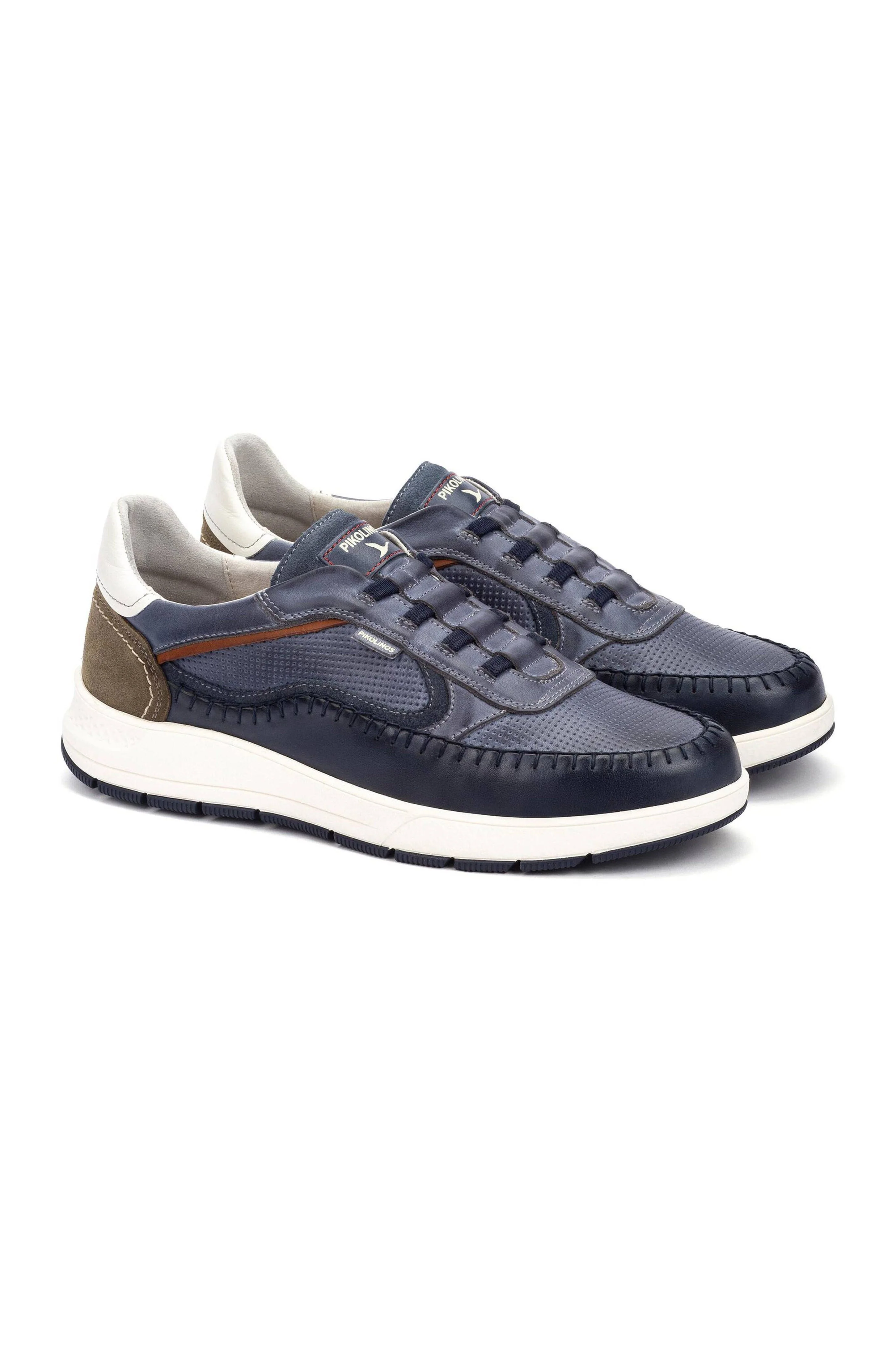 Salamanca Elasticated Leather Trainers - Blue - Image 6