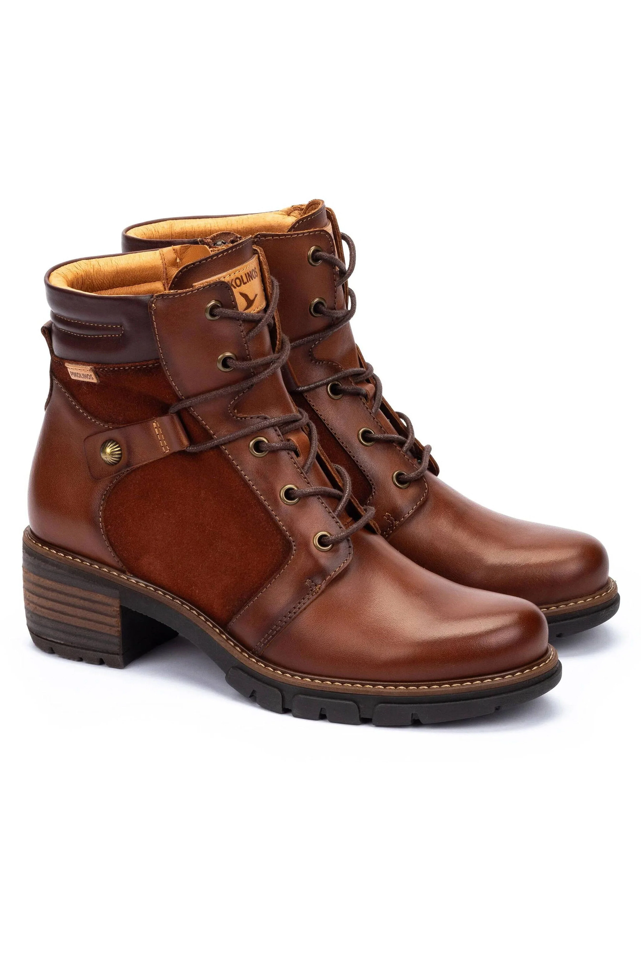 San Sebastia Leather Lace Up Heeled Ankle Boots - Cuero - Image 2