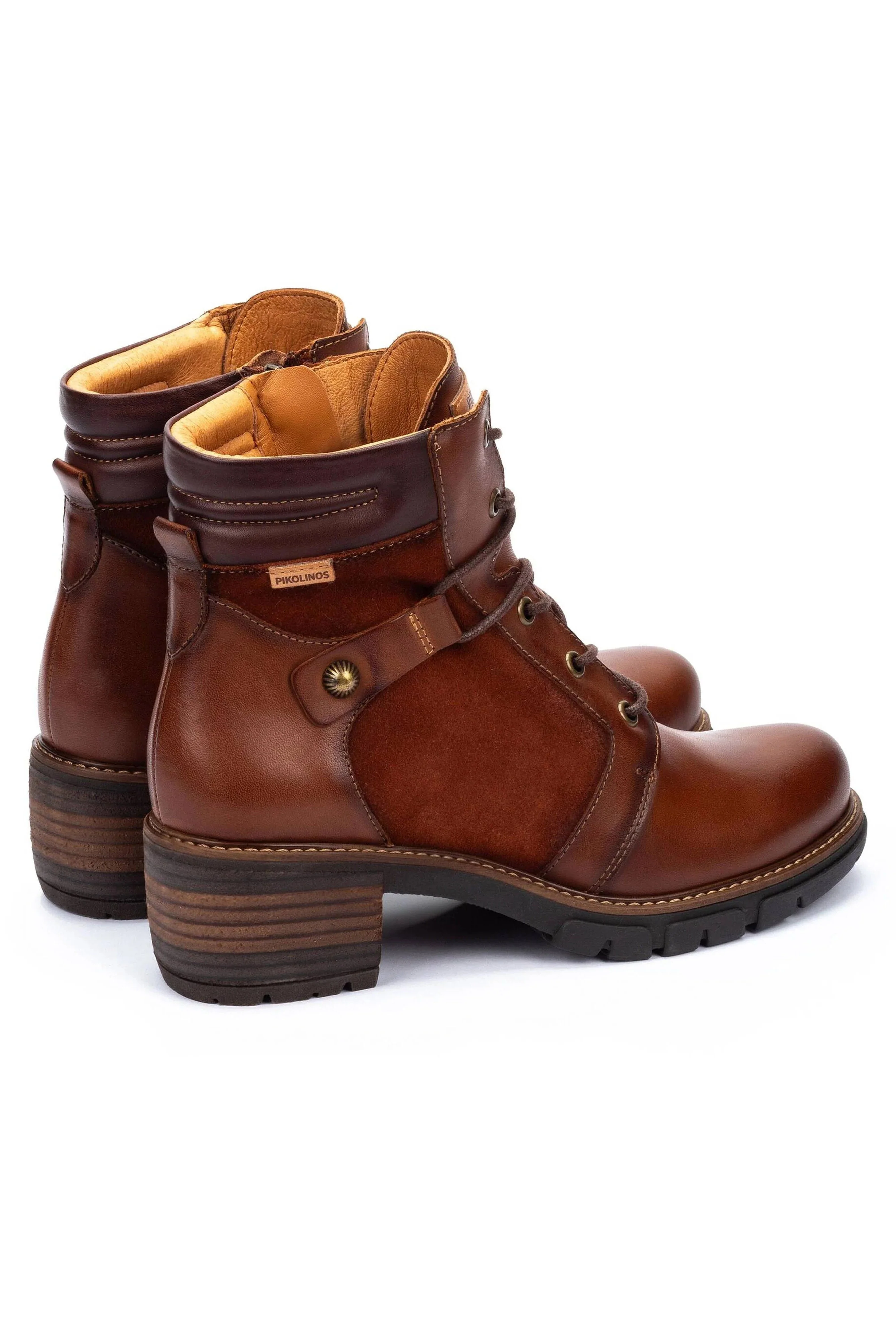 San Sebastia Leather Lace Up Heeled Ankle Boots - Cuero - Image 3