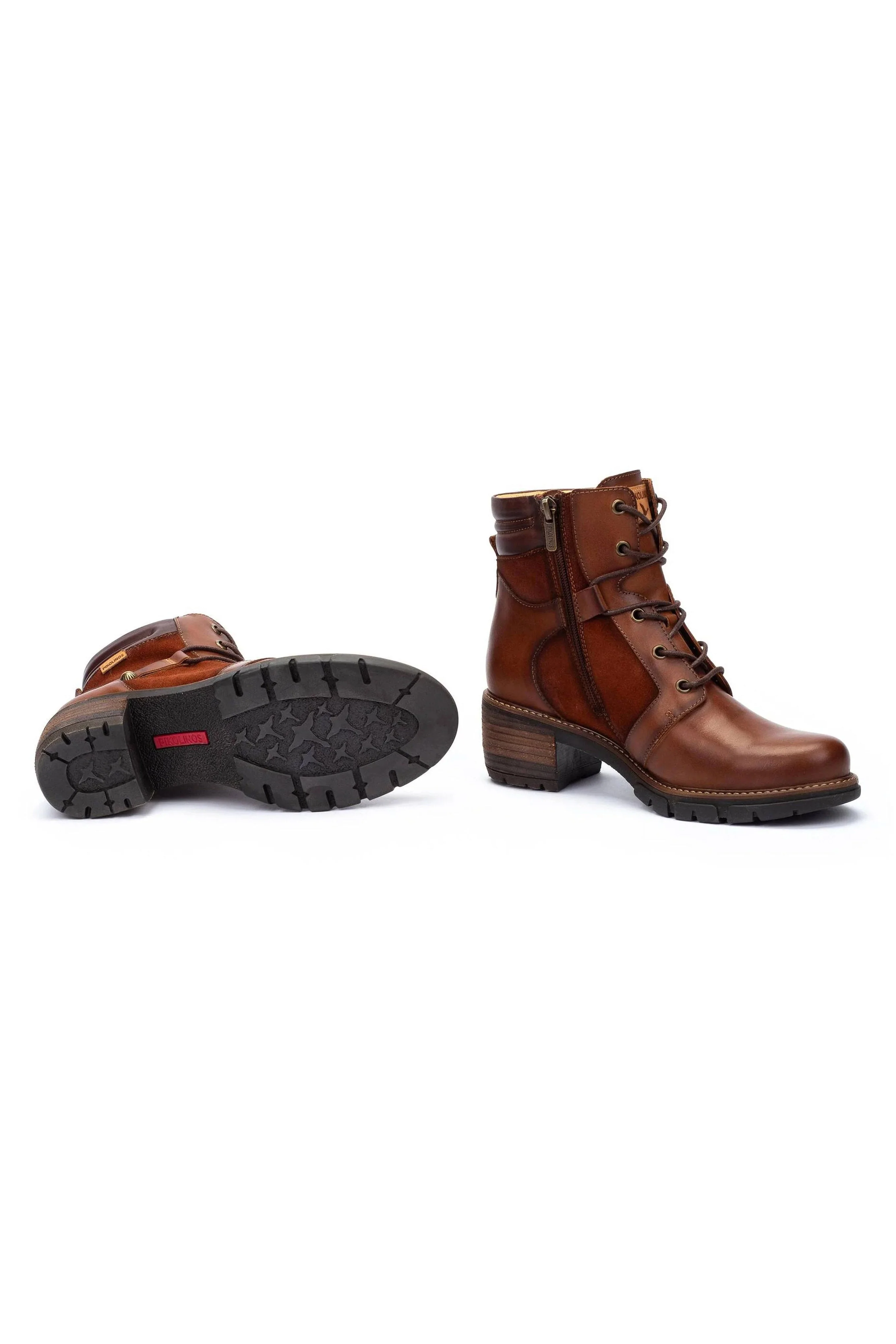 San Sebastia Leather Lace Up Heeled Ankle Boots - Cuero - Image 5