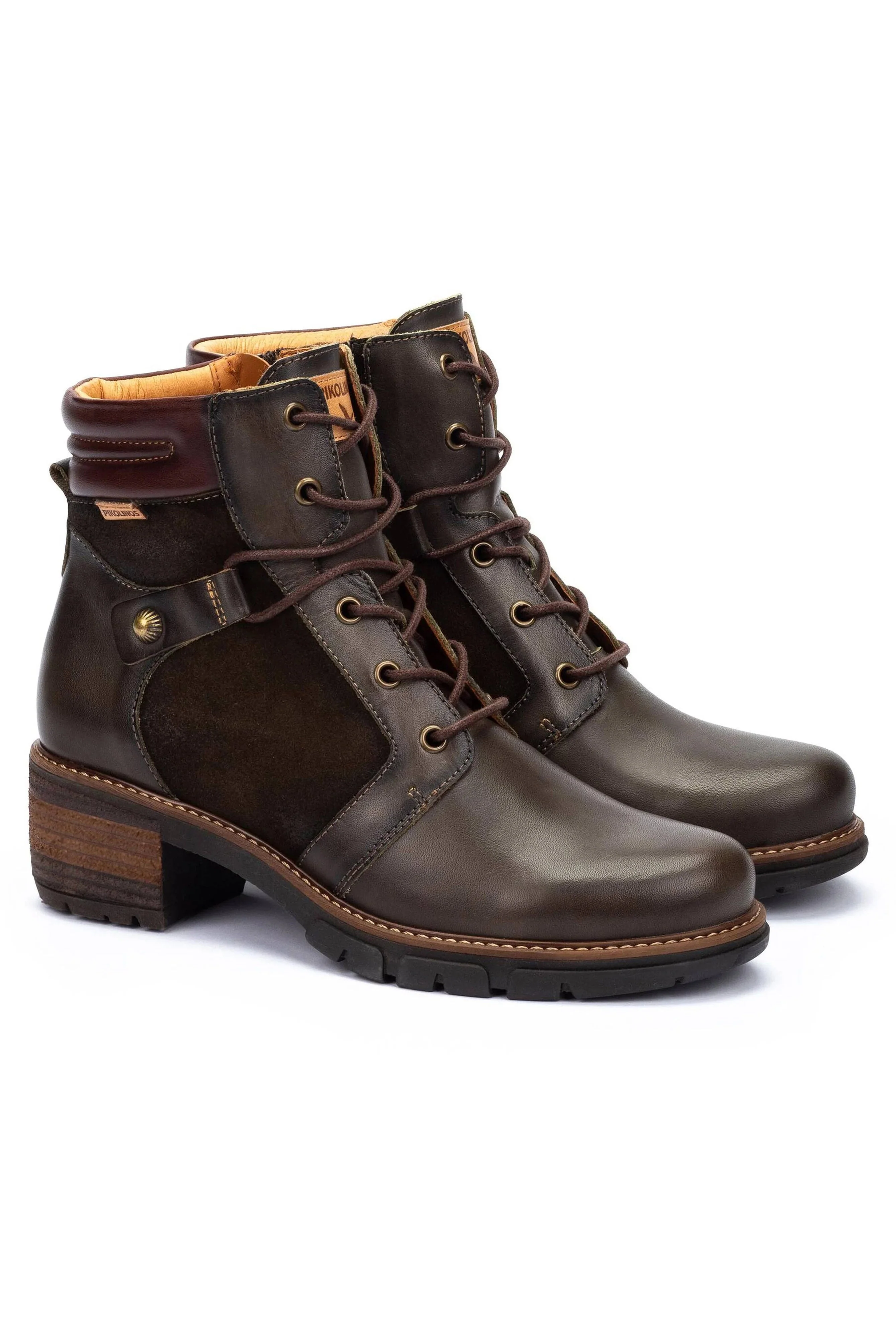 San Sebastia Leather Lace Up Heeled Ankle Boots - Forest - Image 2