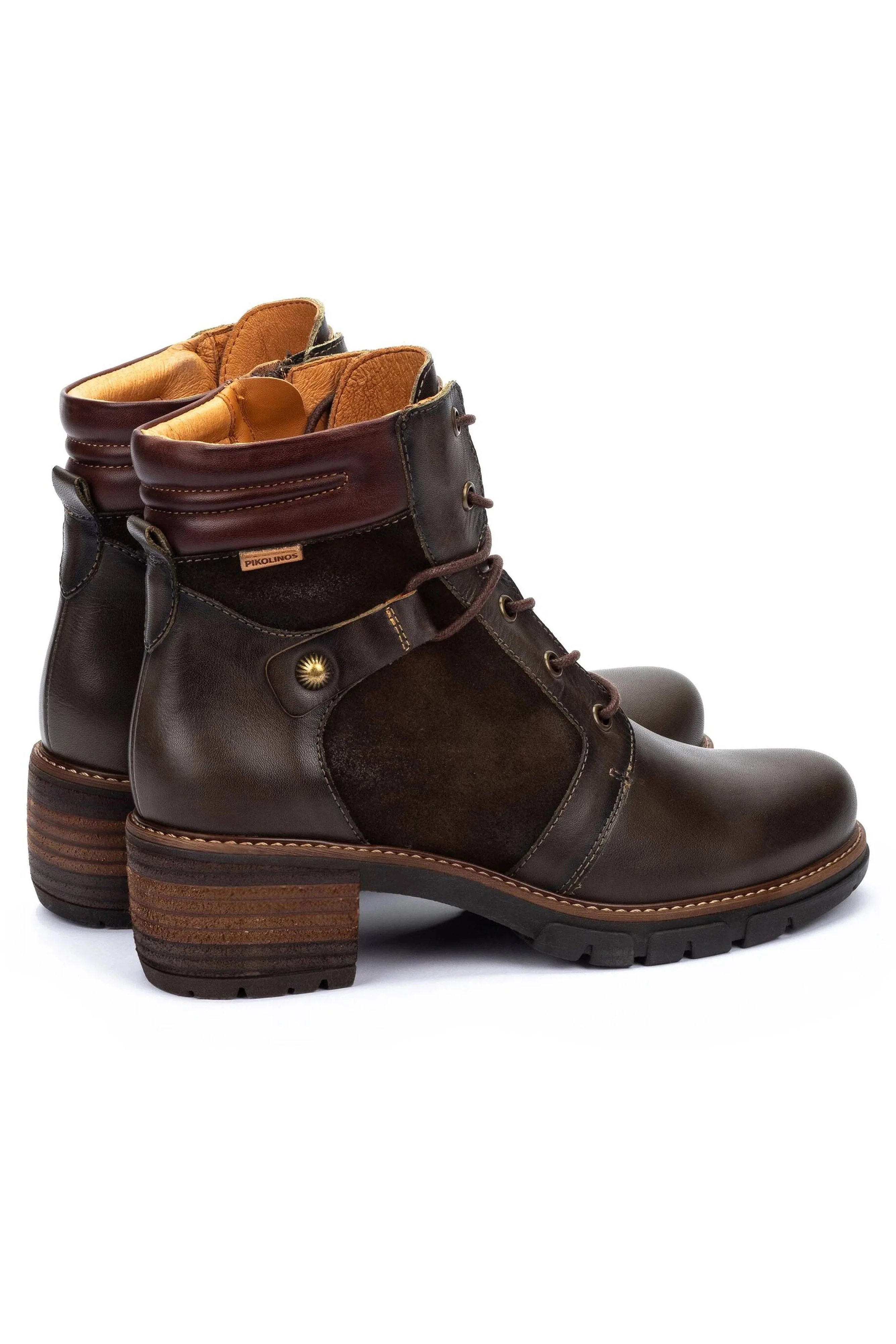 San Sebastia Leather Lace Up Heeled Ankle Boots - Forest - Image 3