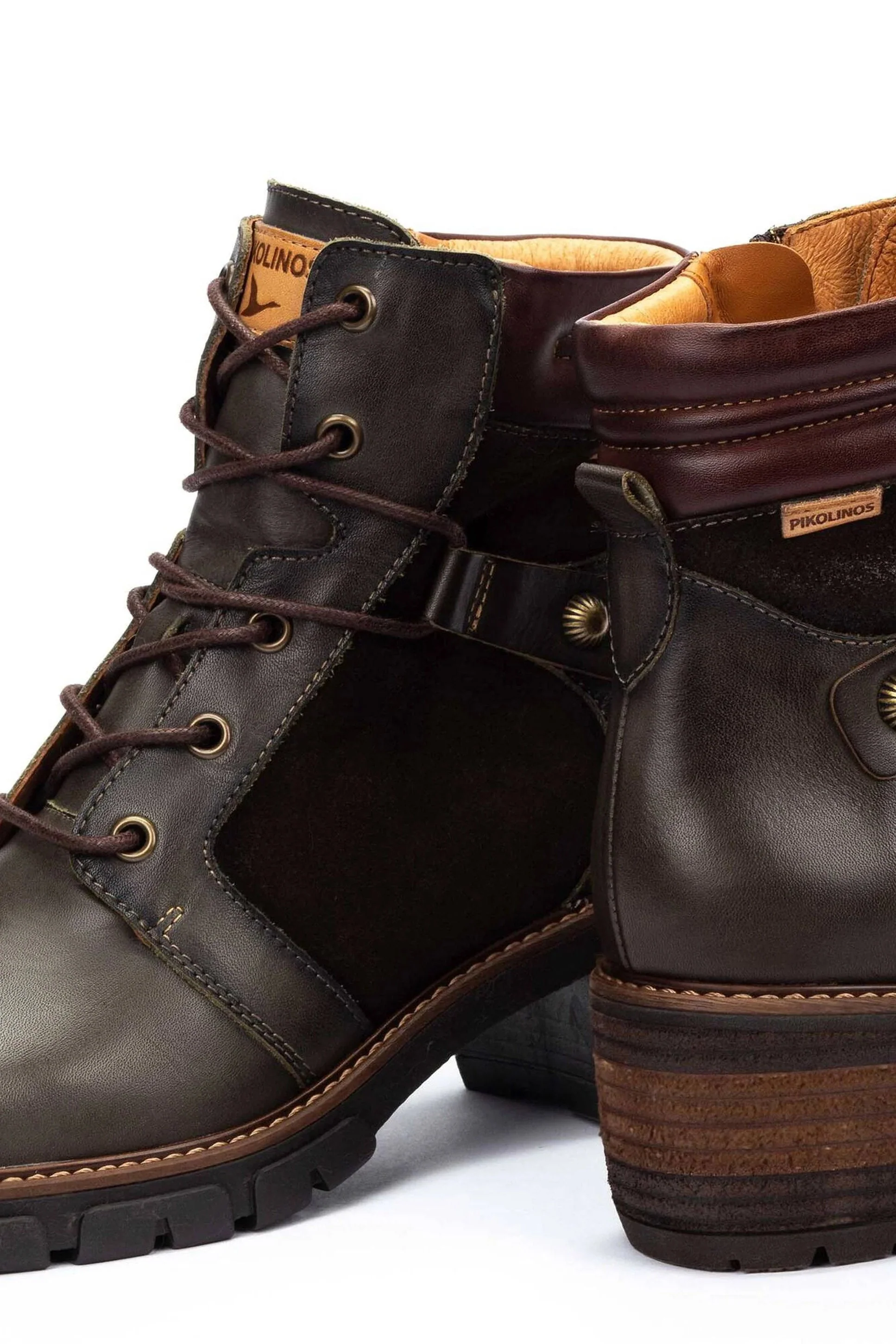 San Sebastia Leather Lace Up Heeled Ankle Boots - Forest - Image 4