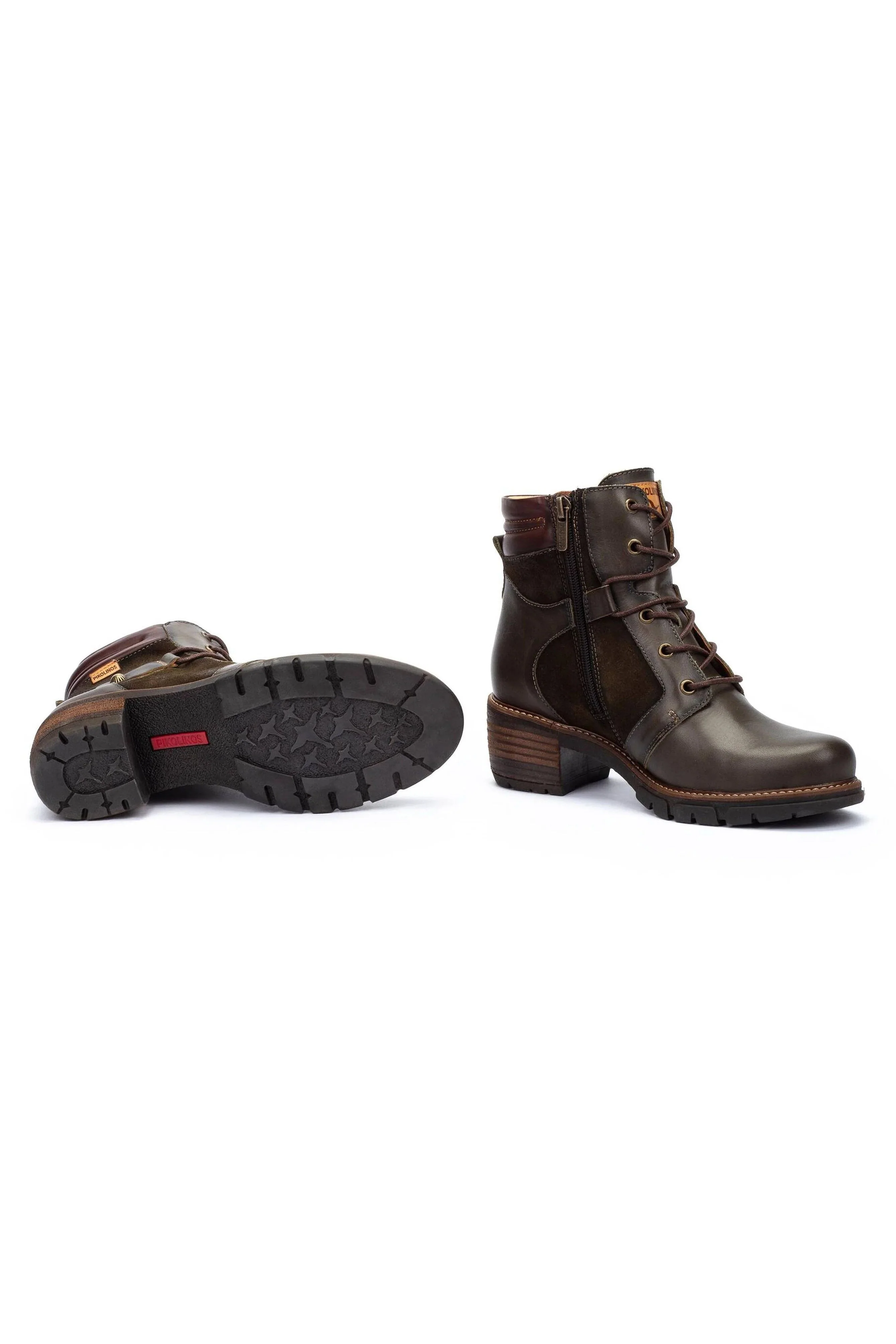 San Sebastia Leather Lace Up Heeled Ankle Boots - Forest - Image 5