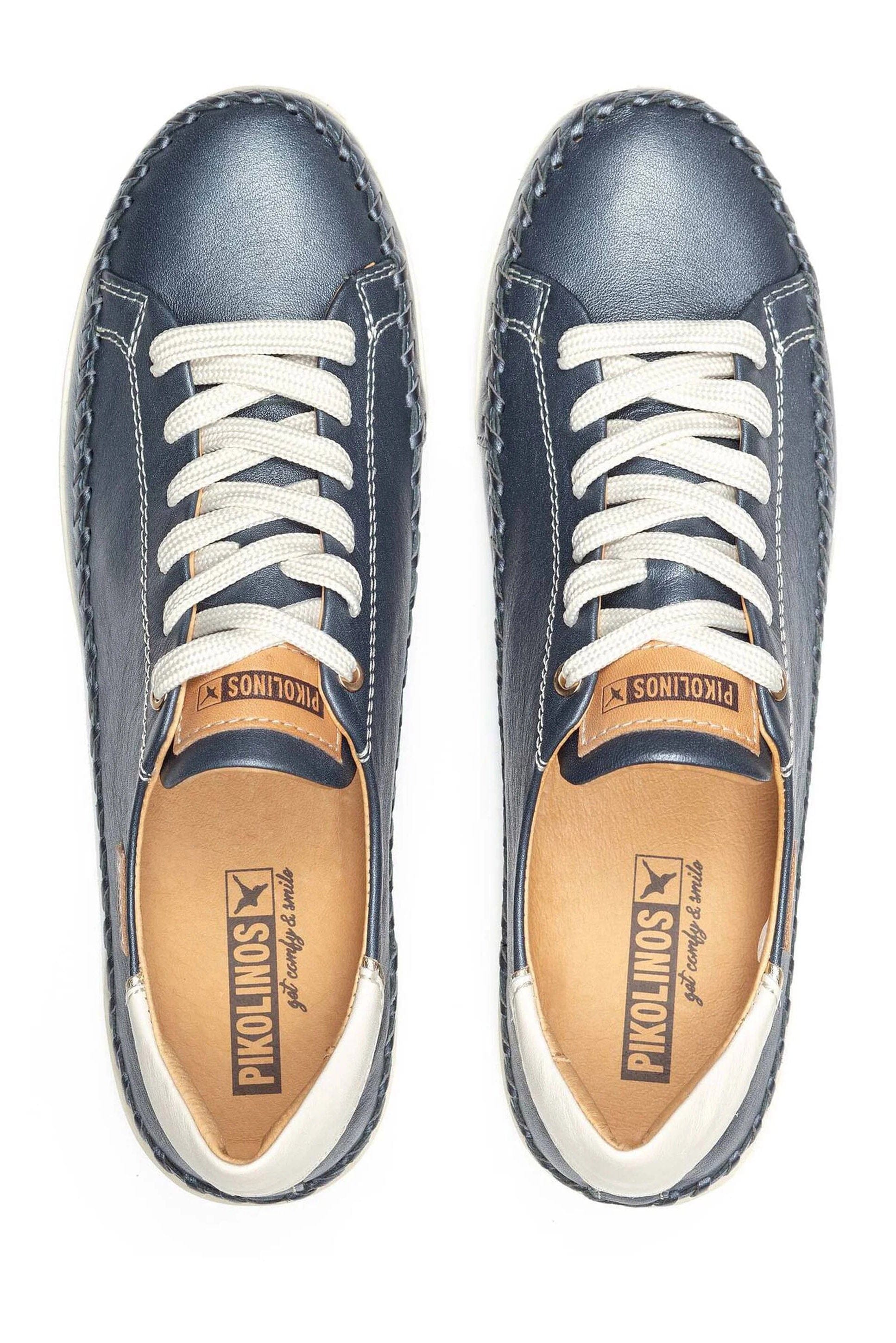 Soller Leather Trainers with Elastic Laces - Blue - Image 6