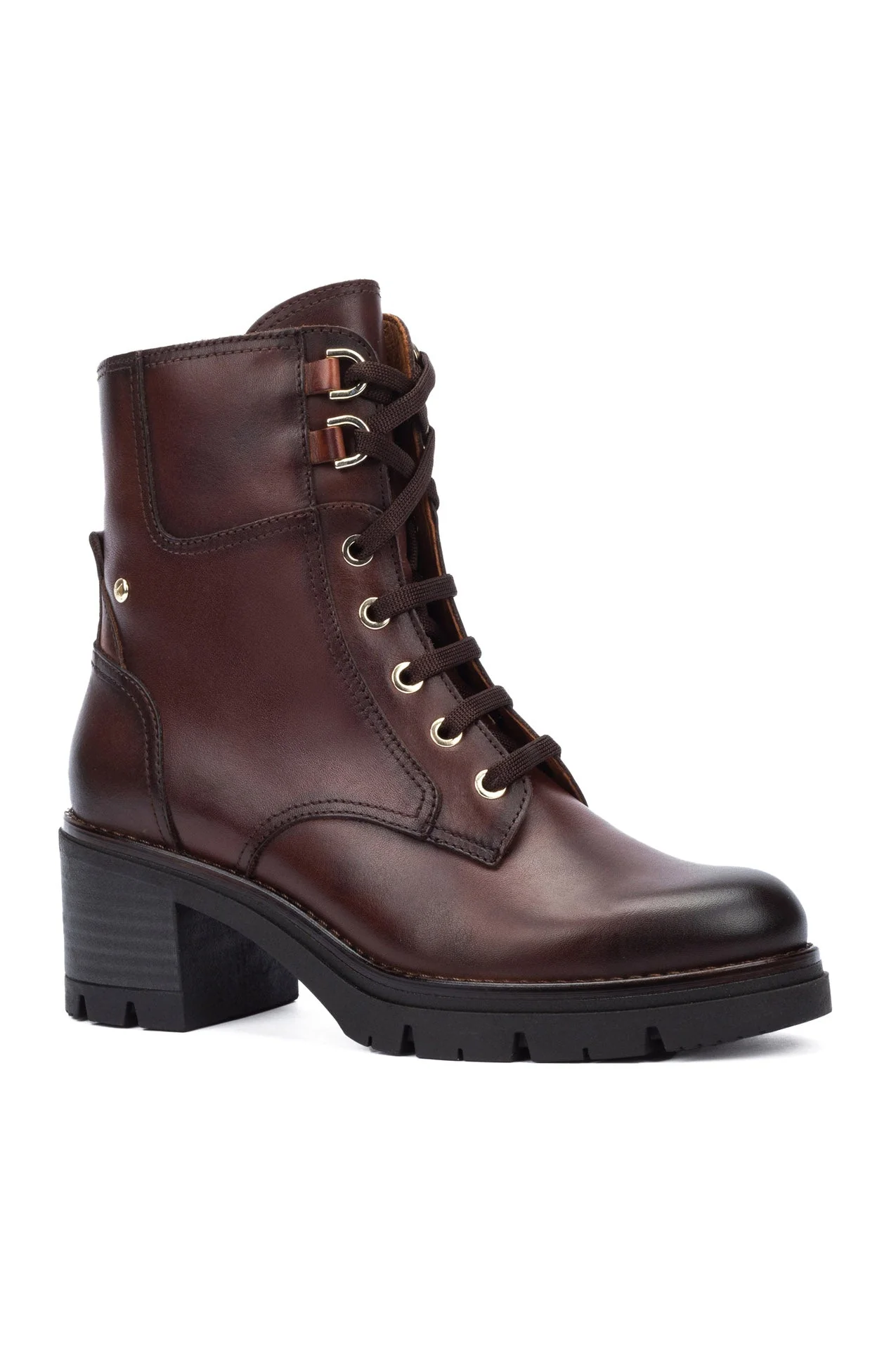 Soria Leather Lace Up Ankle Boots - Brown