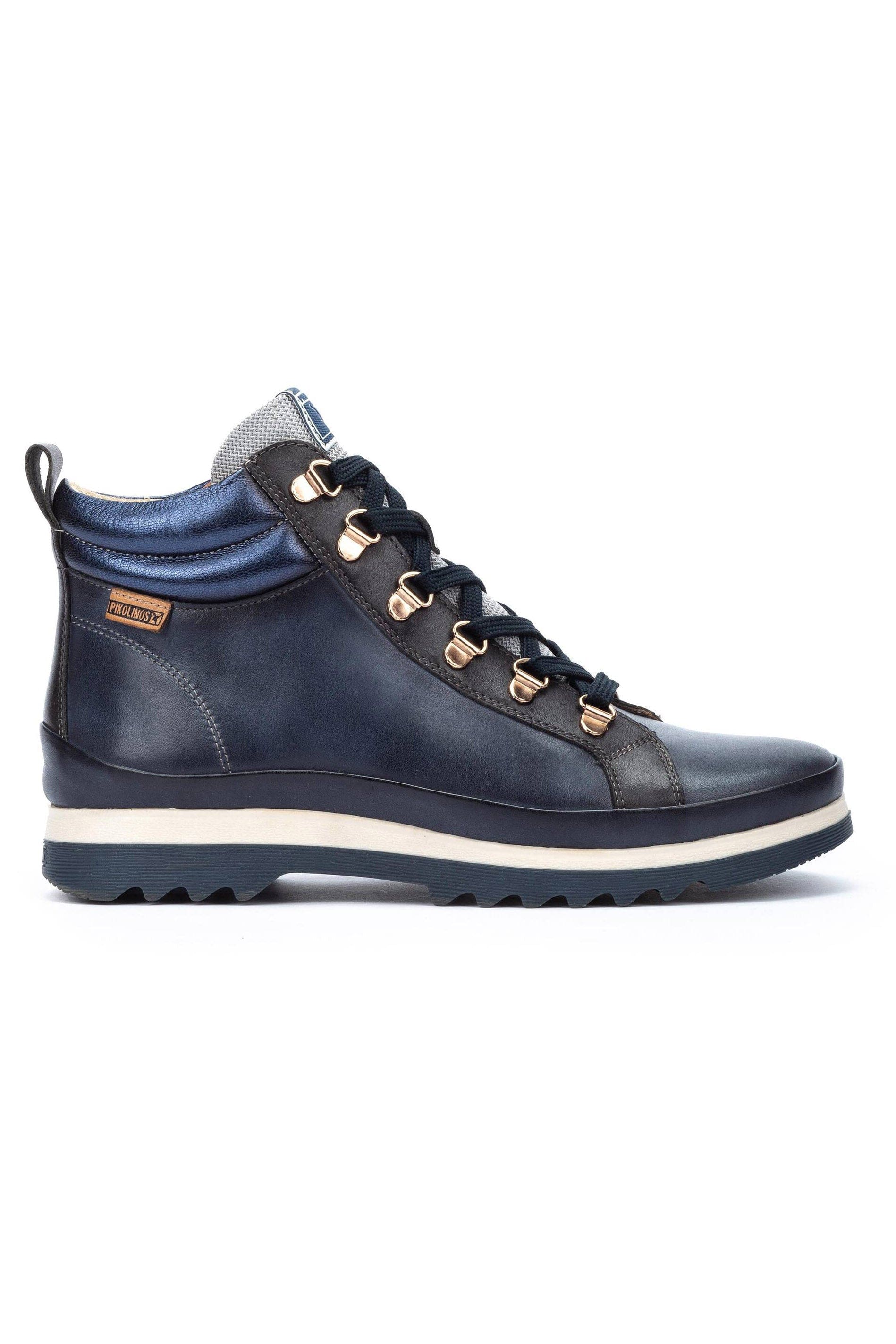 Vigo Leather Lace Up Ankle Boots - Blue