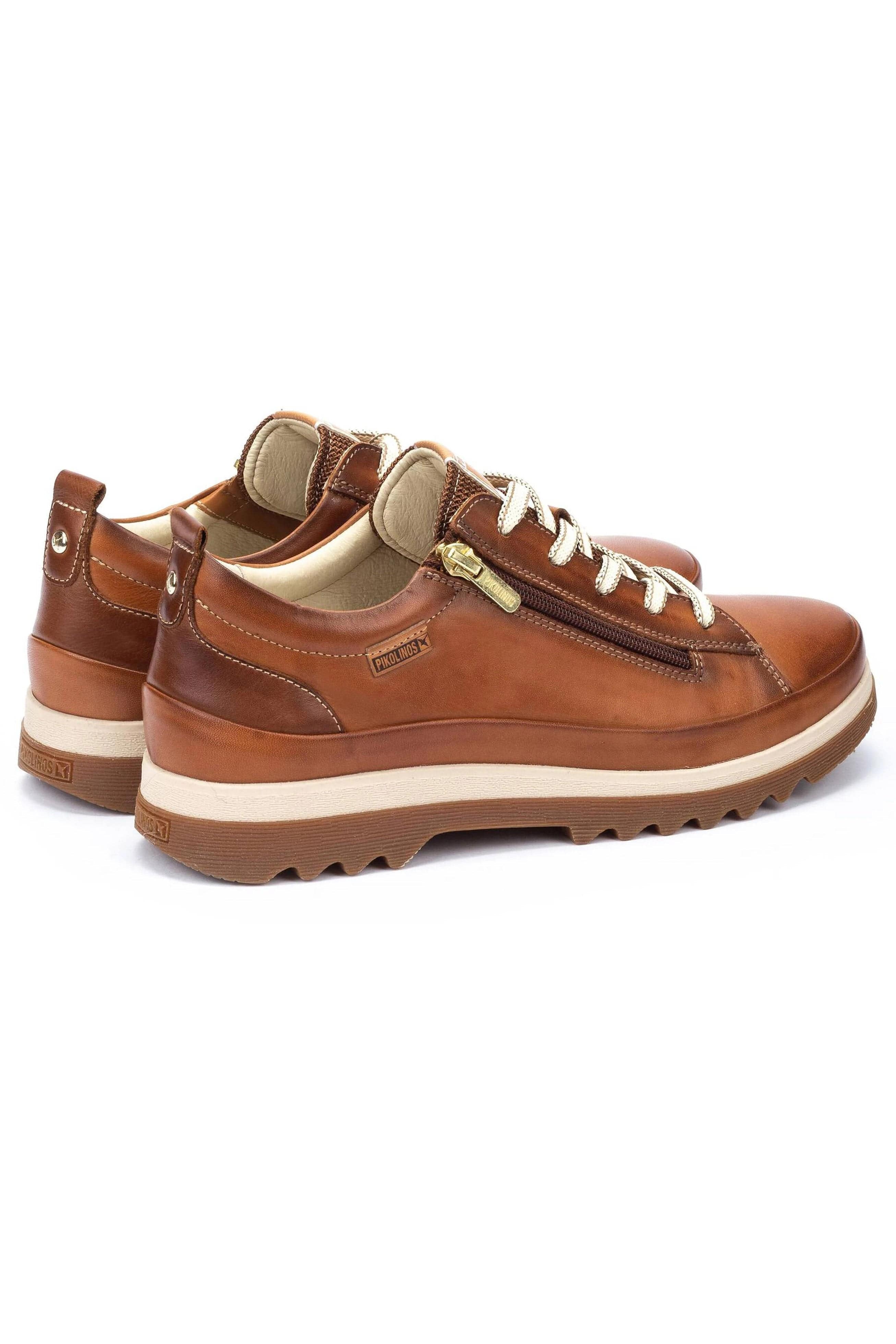 Vigo Leather Trainers with Lace and Zip - Brandy - Image 4