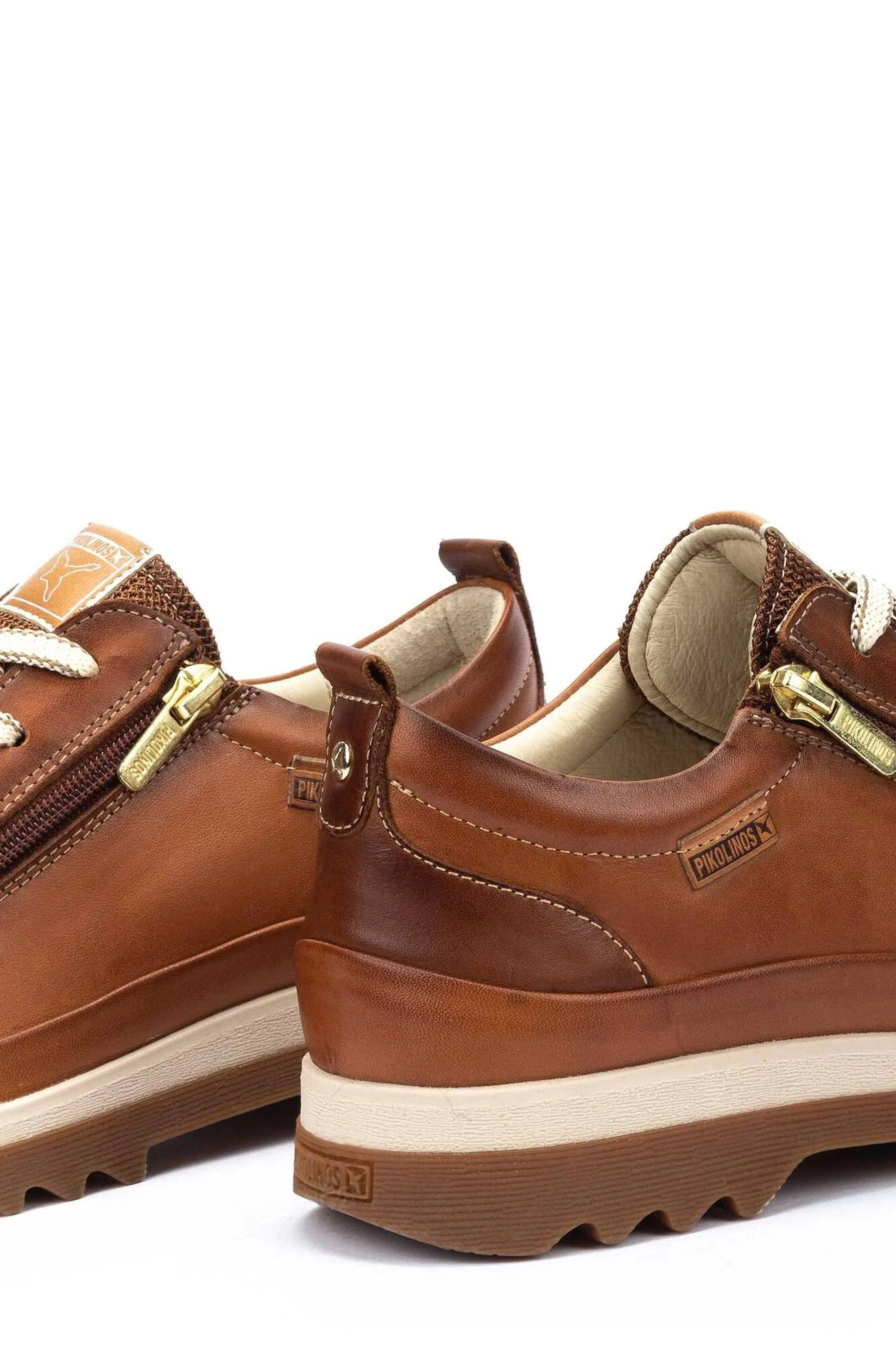 Vigo Leather Trainers with Lace and Zip - Brandy - Image 5