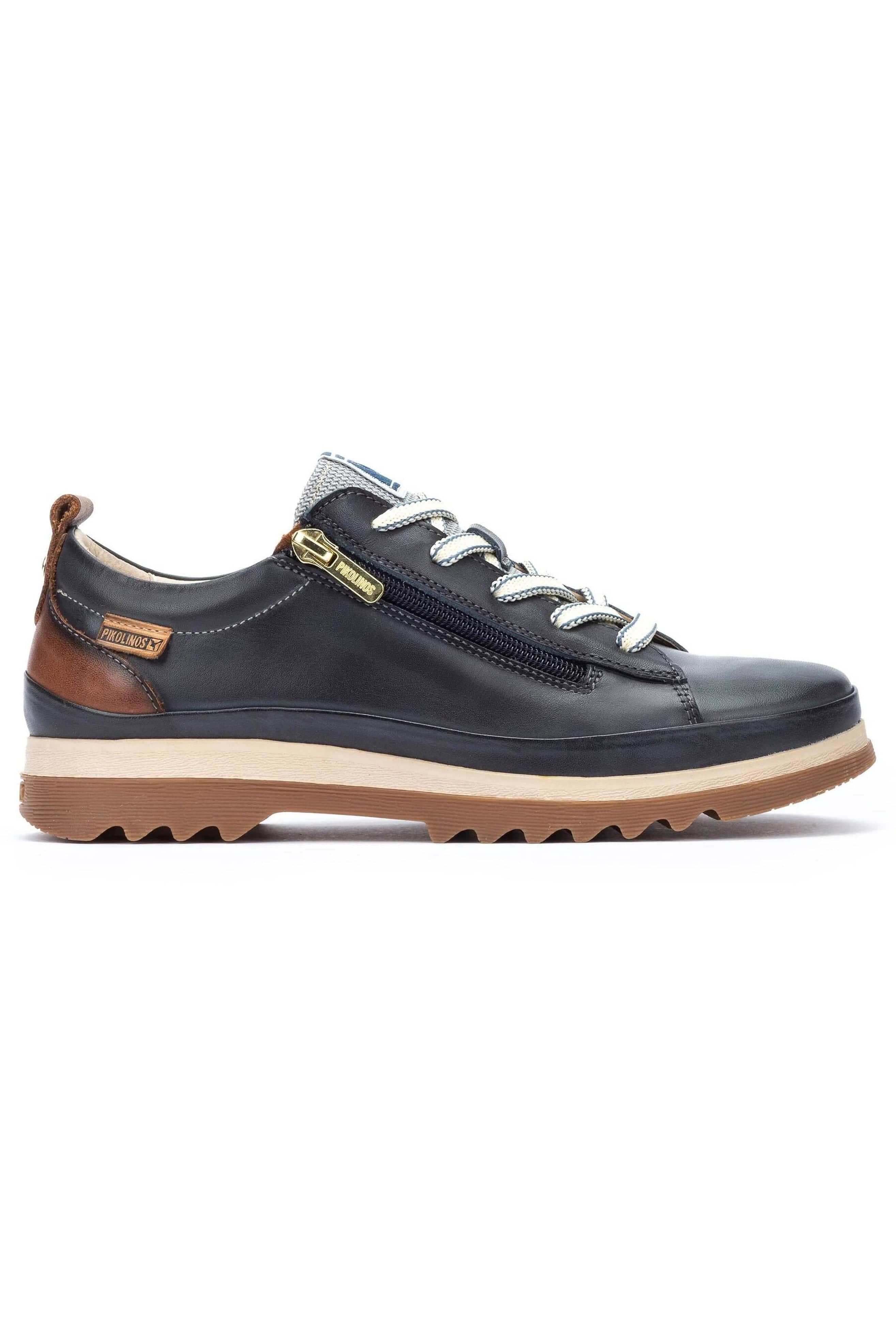 Vigo Leather Trainers with Lace and Zip - Ocean