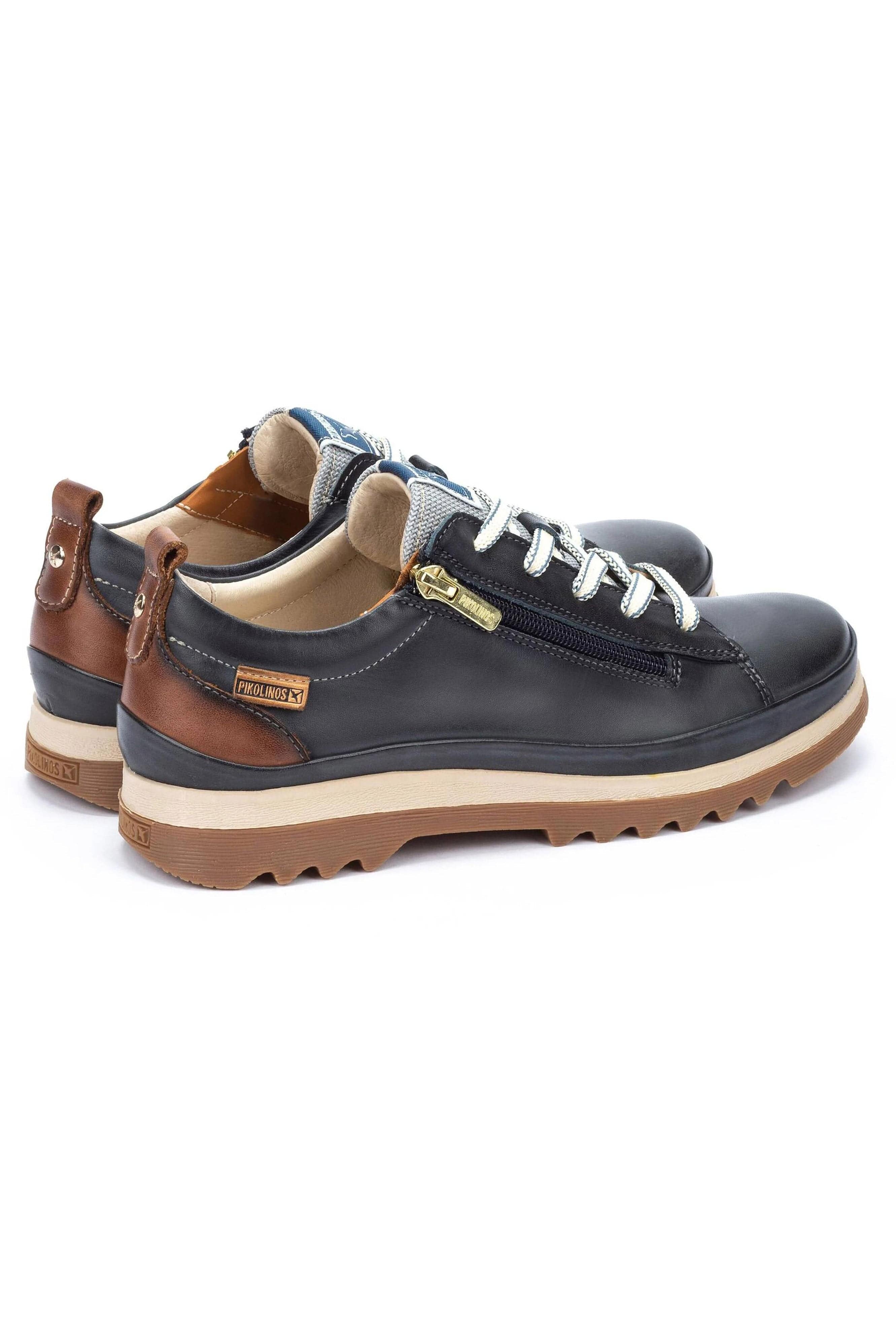 Vigo Leather Trainers with Lace and Zip - Ocean - Image 3
