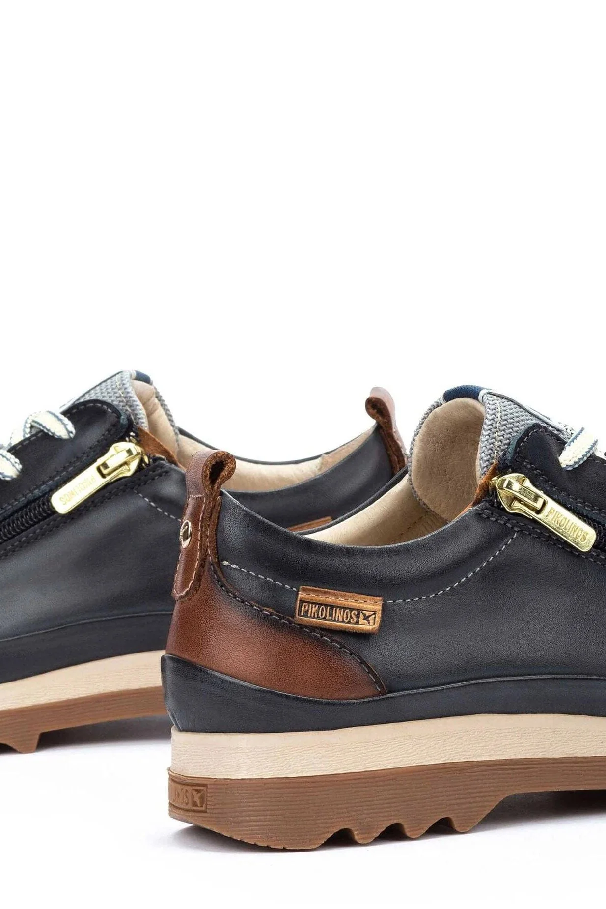 Vigo Leather Trainers with Lace and Zip - Ocean - Image 5