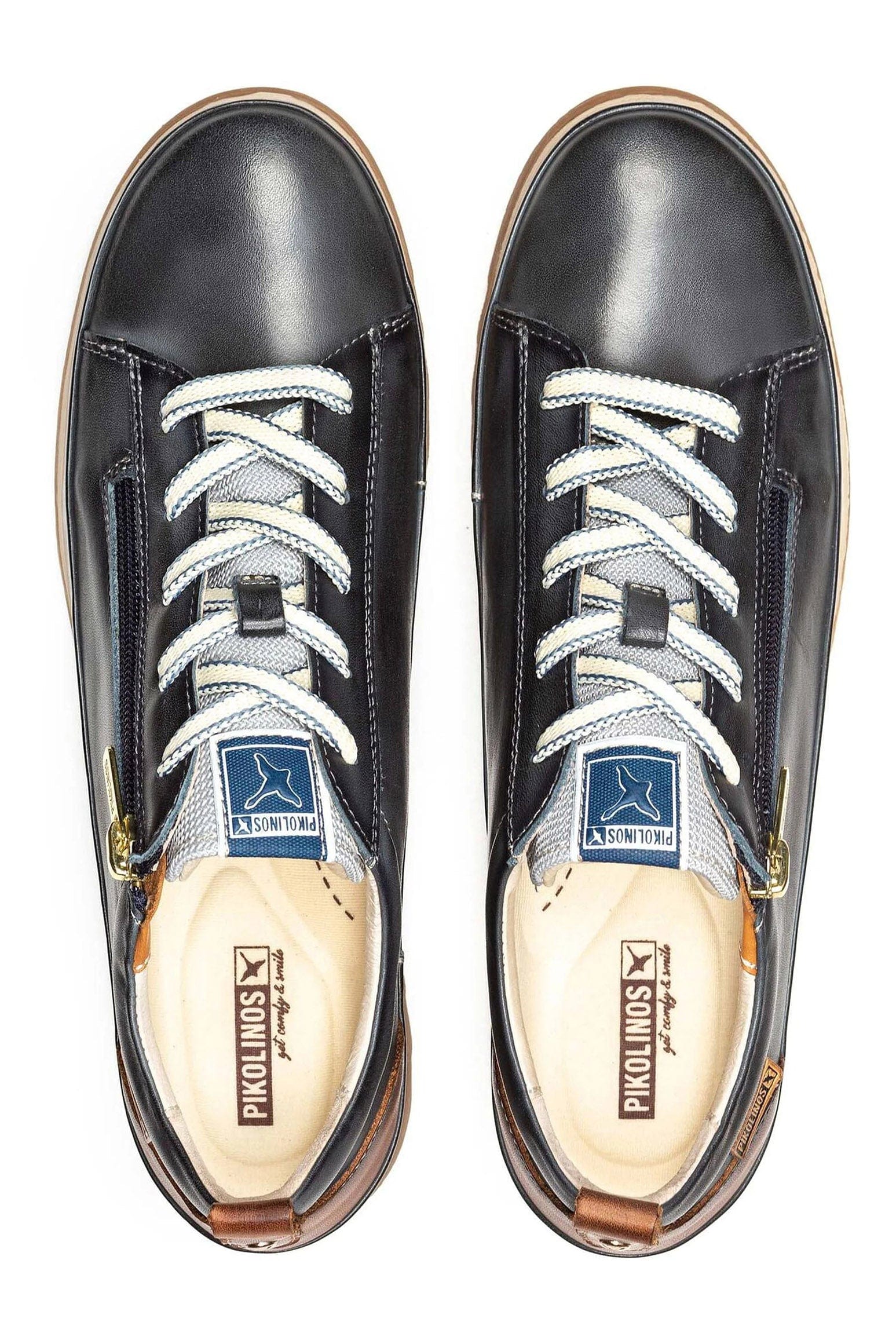 Vigo Leather Trainers with Lace and Zip - Ocean - Image 6