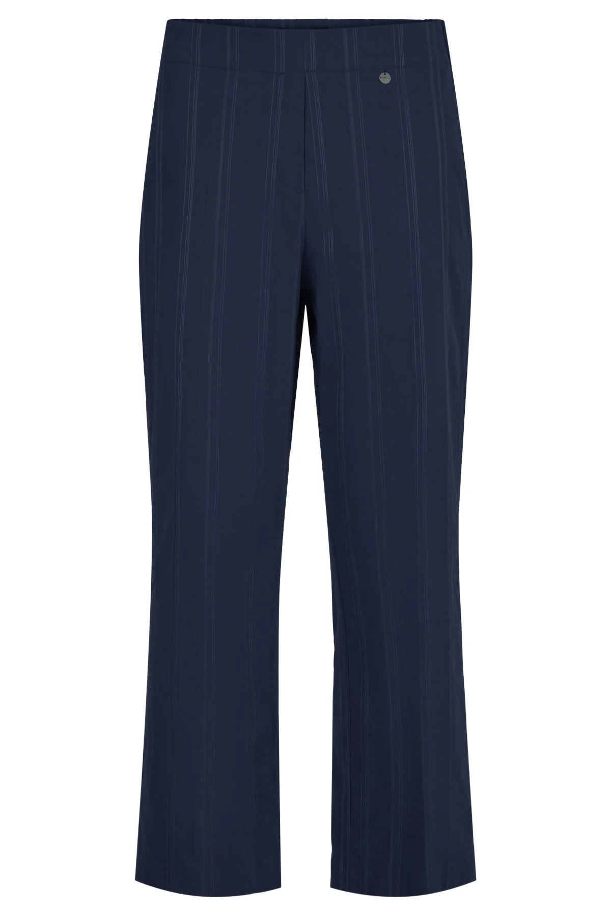 Anna 09 27" Seersucker Ankle Grazer Trousers - Navy