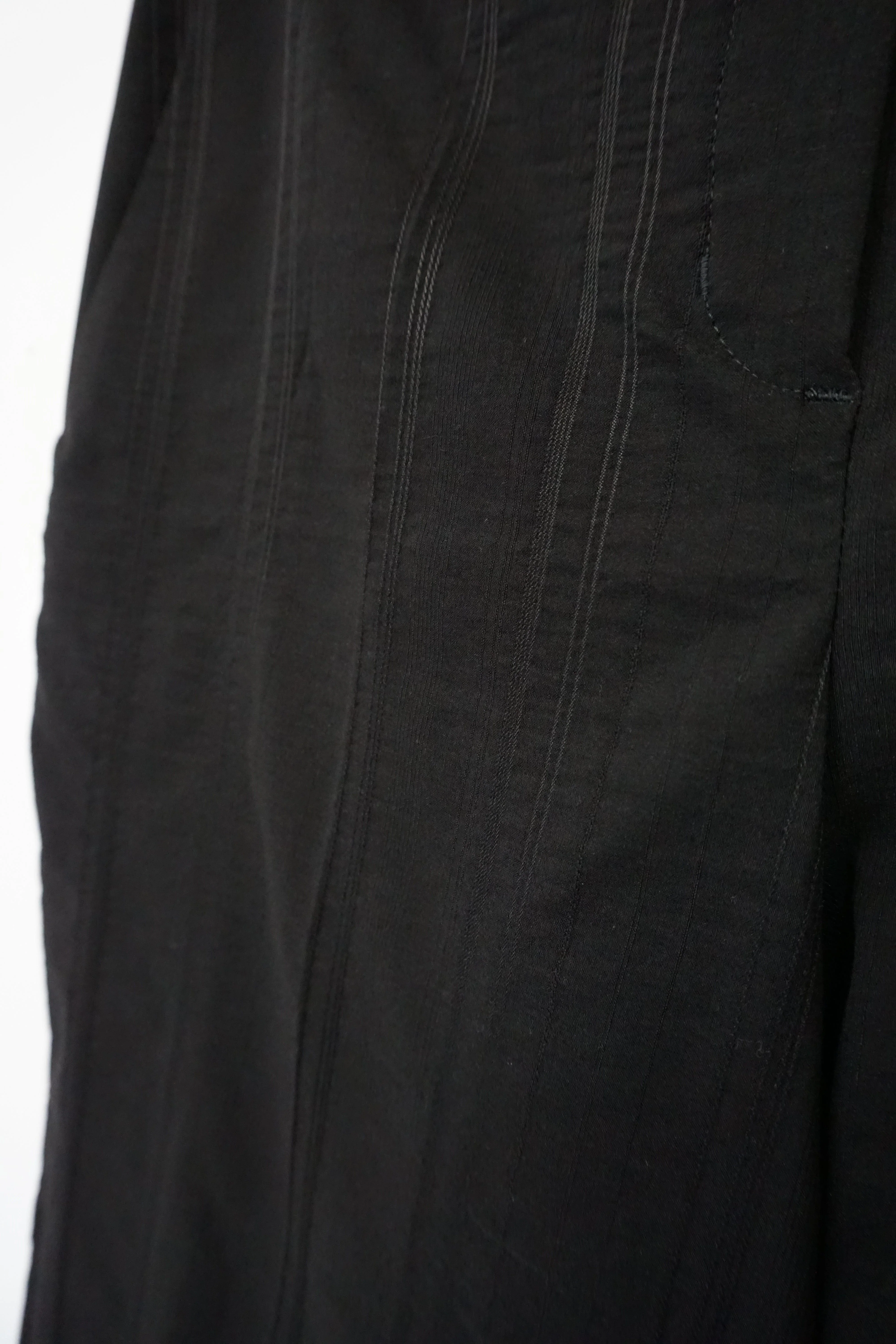 Anna 09 Seersucker Cotton Blend Ankle Grazer Trousers - Black - Image 2