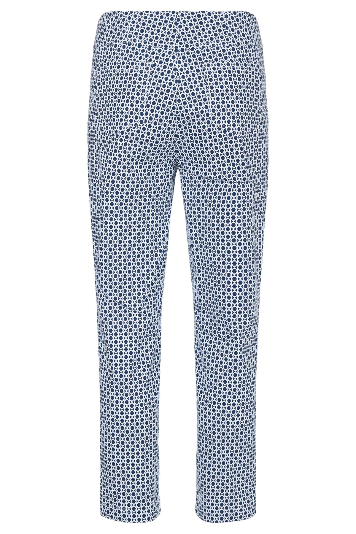 Bella 09 Geo Print Ankle Grazer Trousers - Navy - Image 2