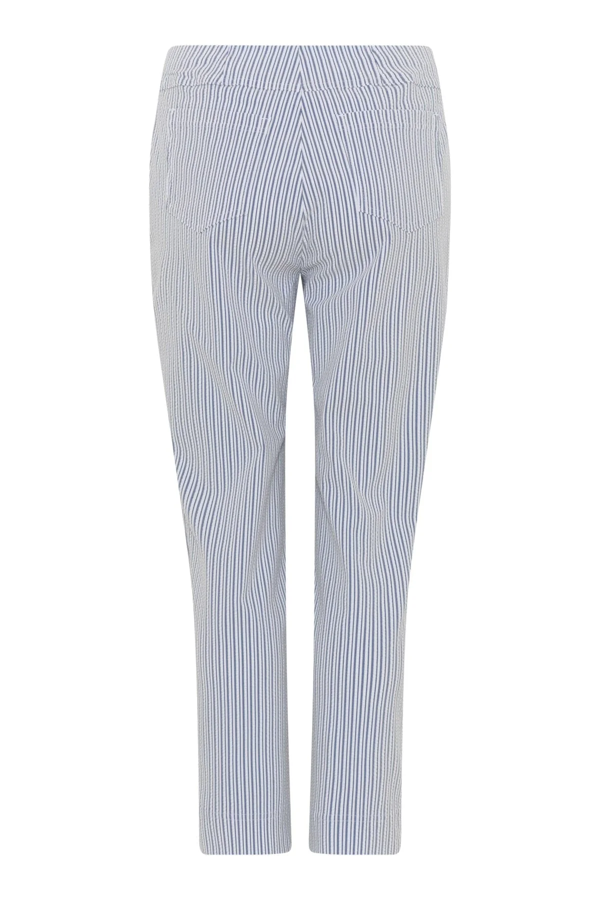 Bella 09 Seersucker Stripe Ankle Grazer Trousers - Liberty Blue - Image 6