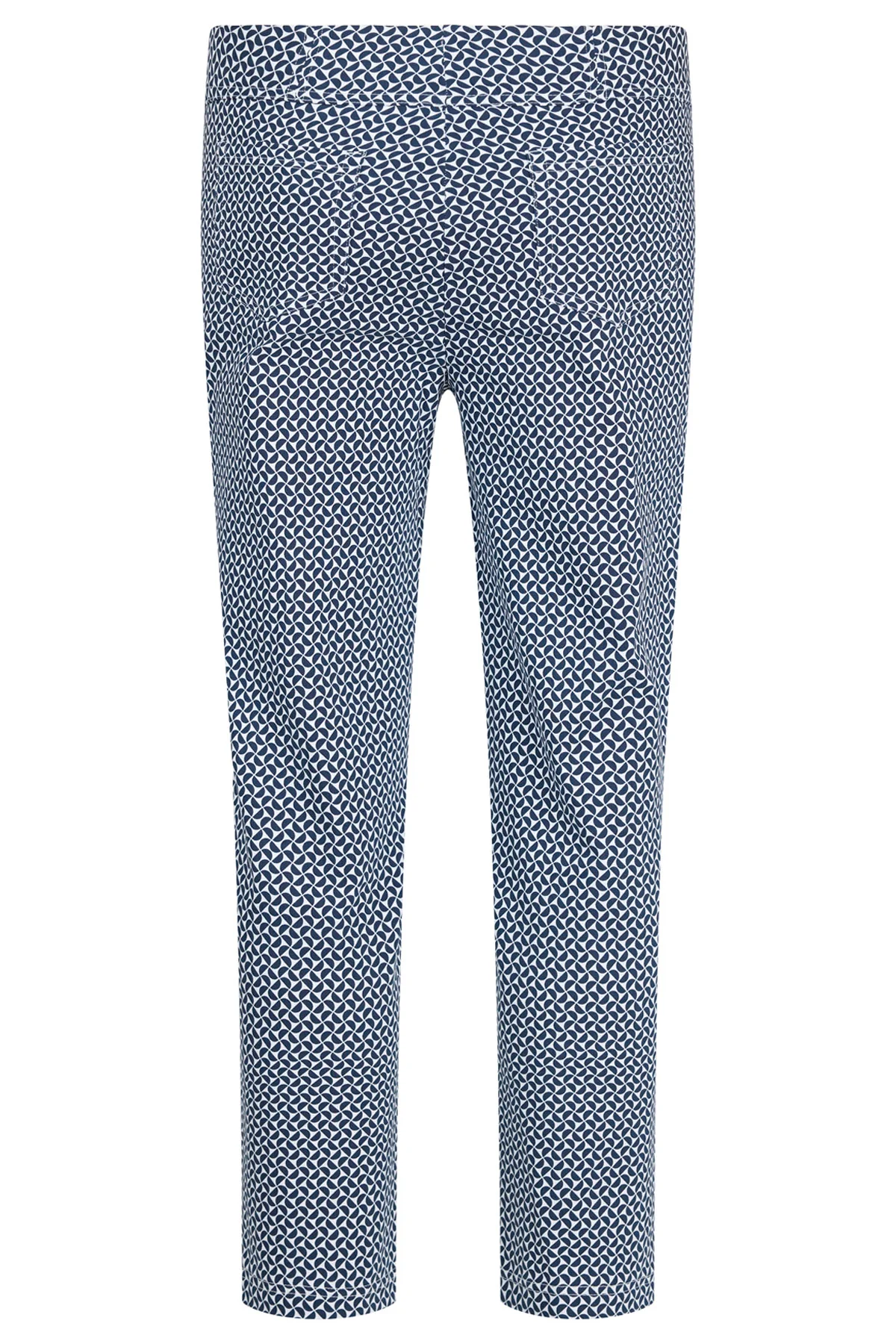 Bella 09 Straight Ankle Grazer Patterned Trousers - Navy - Image 2