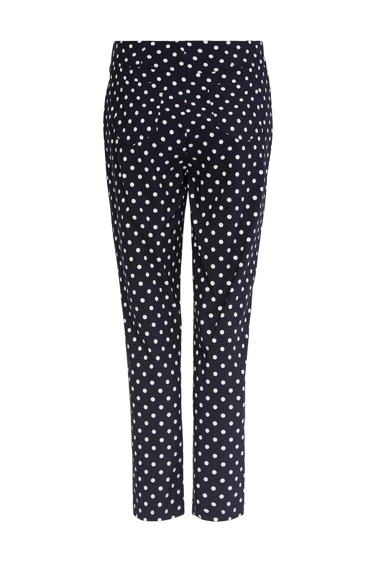 Bella 09 Straight Ankle Grazer Polka Dot Trousers - Navy - Image 2