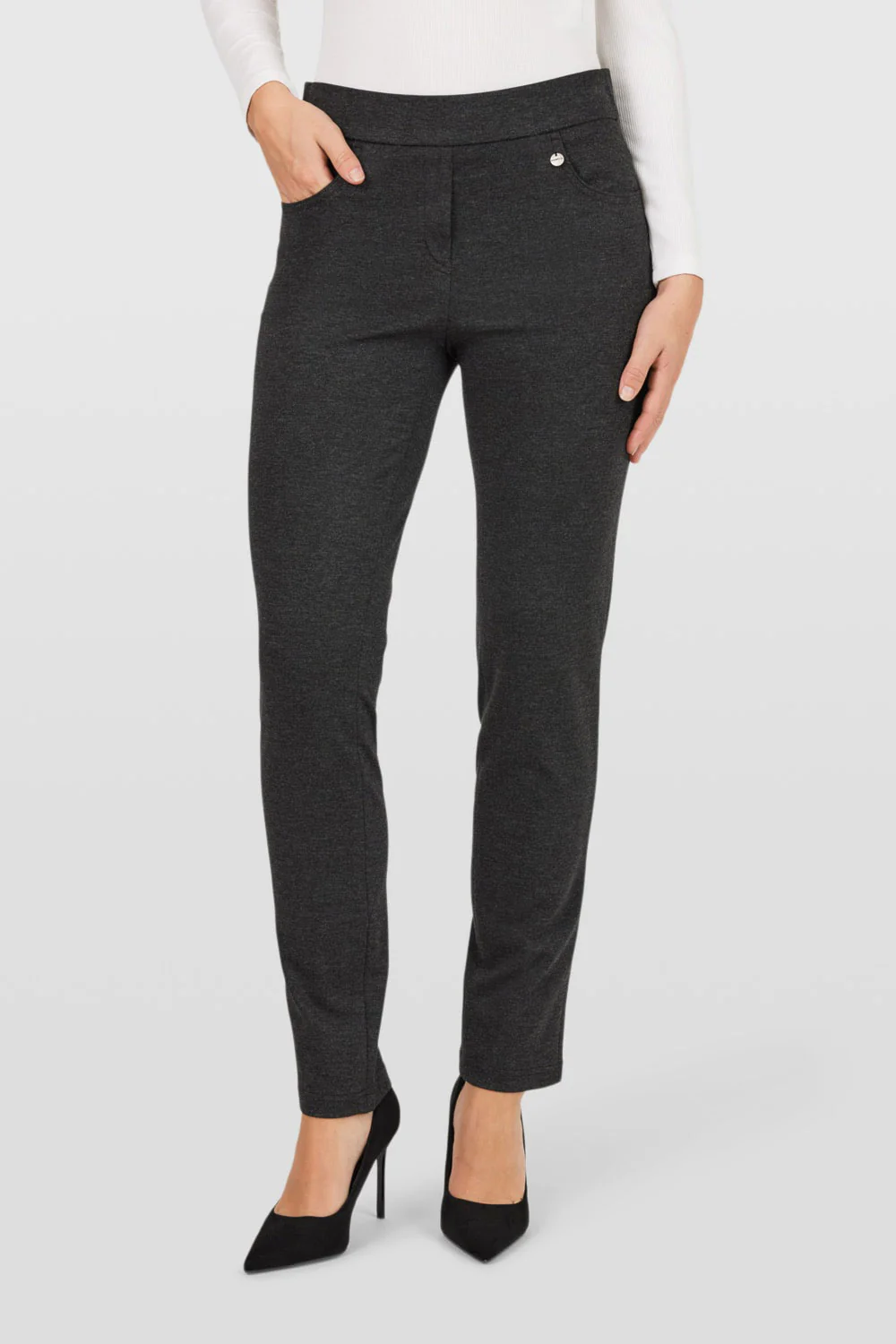 Bella P 29" Leg Winter Jersey Trousers - Dark Grey - Image 2