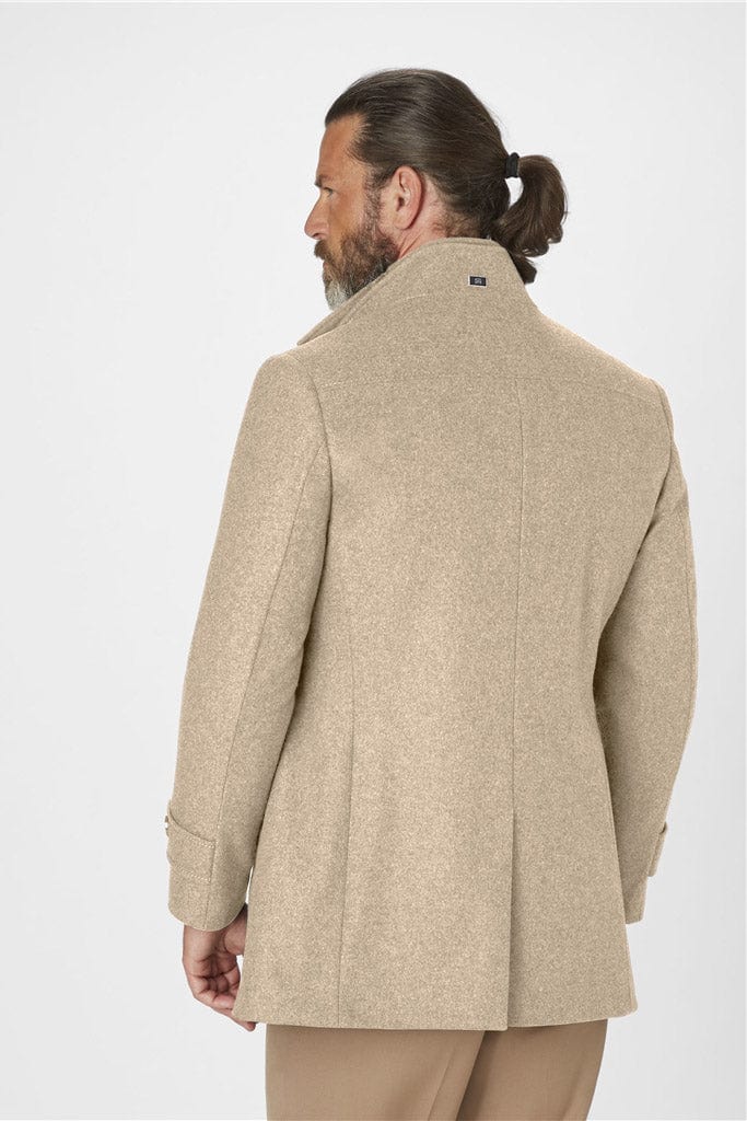 George Italian Wool Double Breasted Coat - Beige Melange - Image 3