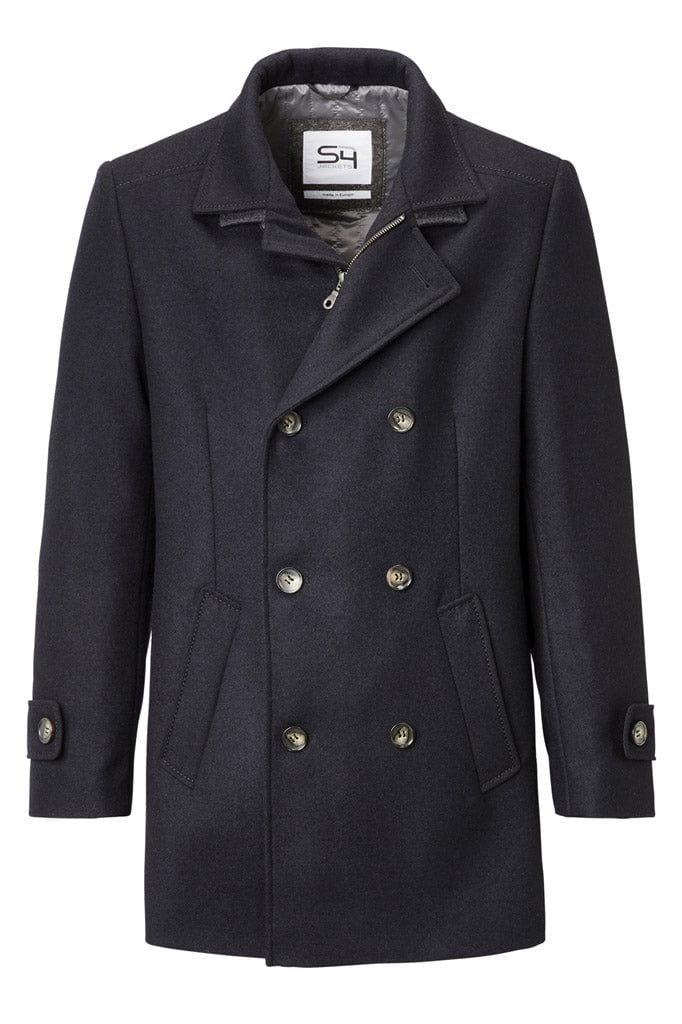 George Italian Wool Double Breasted Coat - Navy