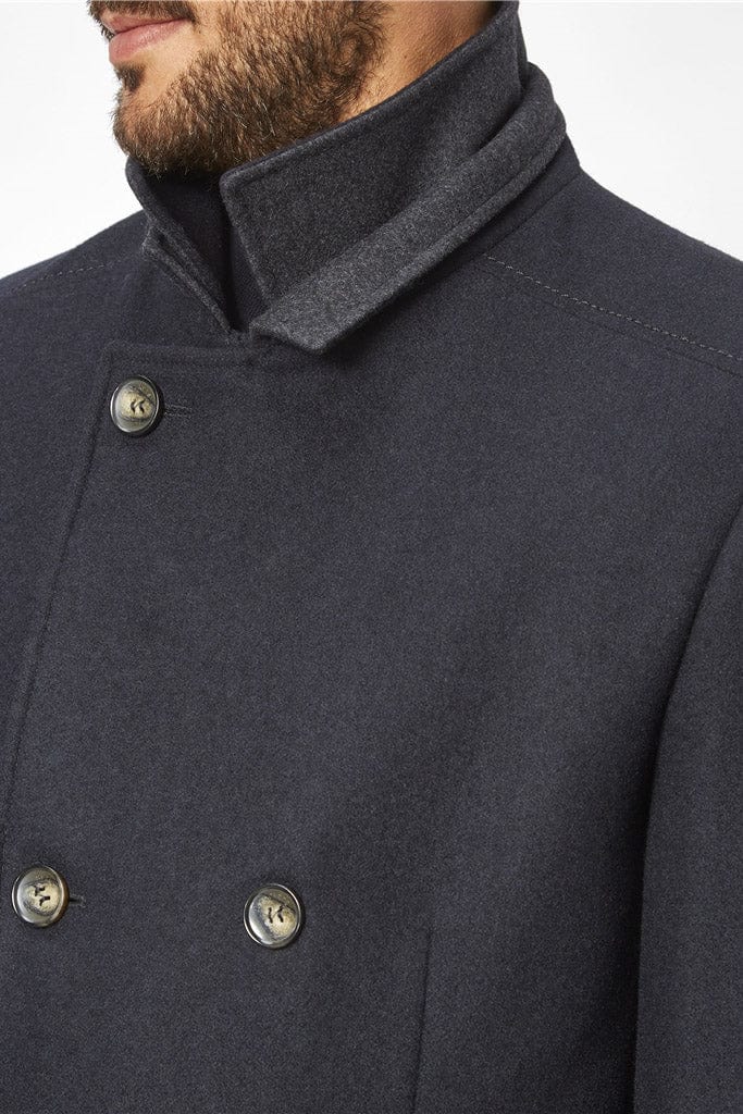 George Italian Wool Double Breasted Coat - Navy - Image 2