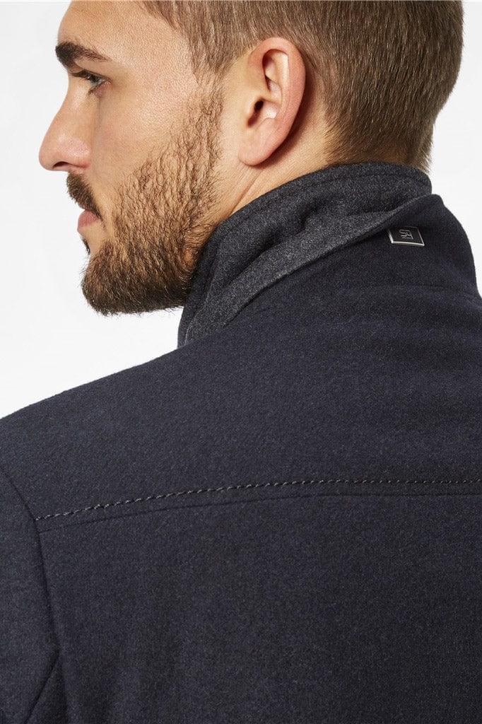 George Italian Wool Double Breasted Coat - Navy - Image 3