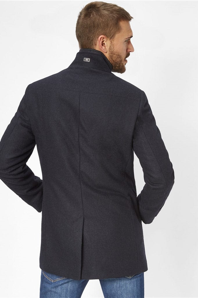 George Italian Wool Double Breasted Coat - Navy - Image 6
