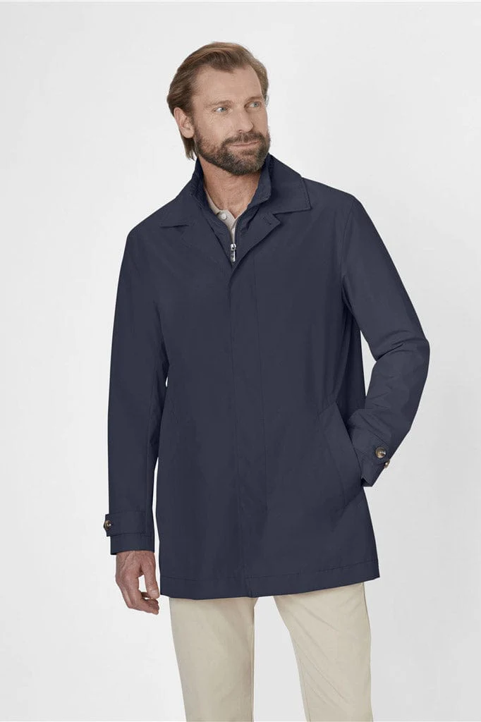 Santiago Waterproof Mac Coat with Removable Insert - Navy - Image 3